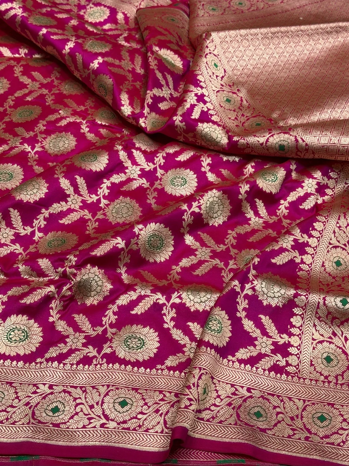 Rani Pink Banarasi Minakari Pure Katan Silk Saree Pure Silk