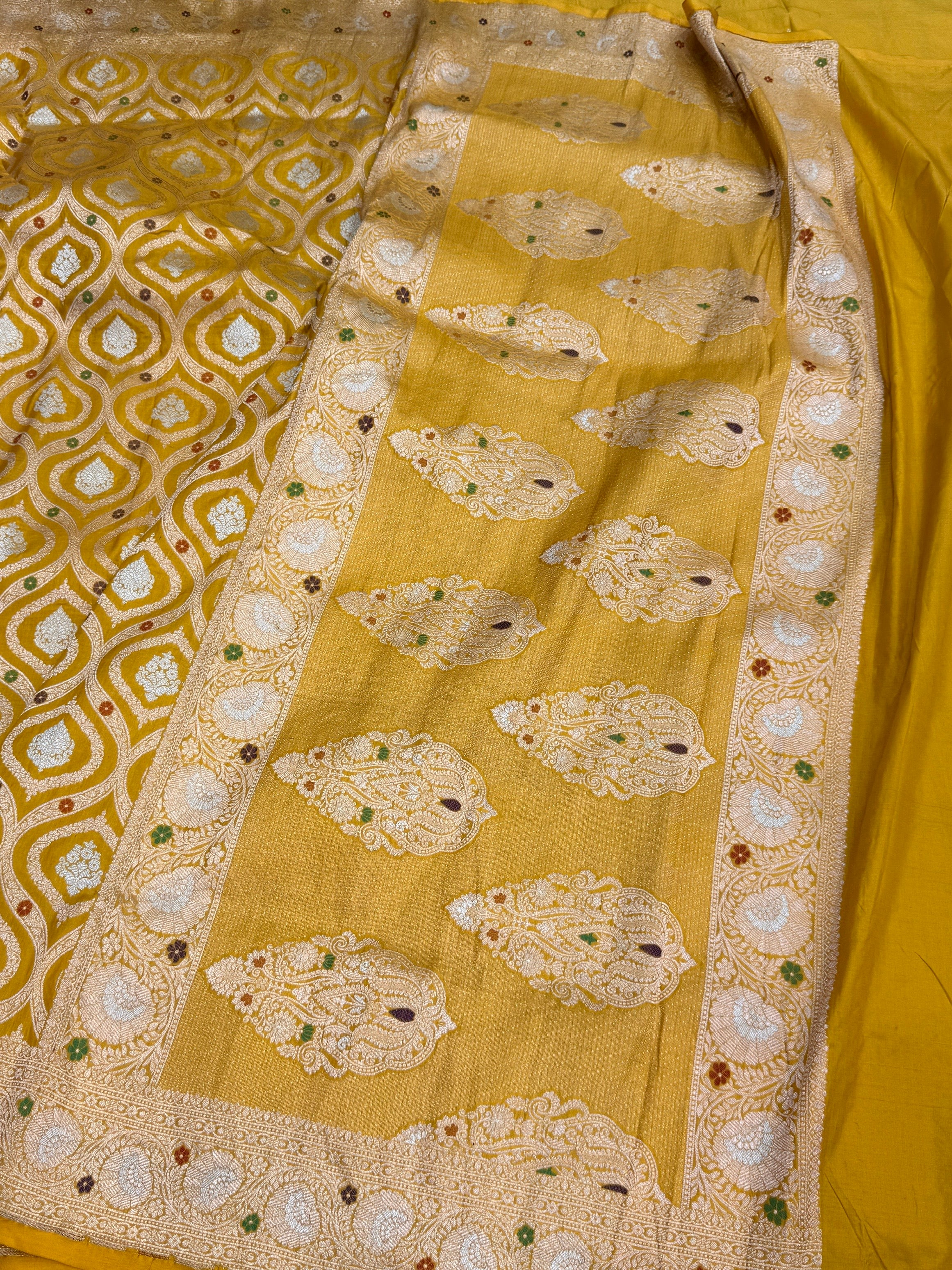 Royal Blue Banarasi Minakari Pure Katan Silk Saree | Pure Silk | Minakari Work | Cutwork Technique | Banarasi Katan Silk Saree - Image 8