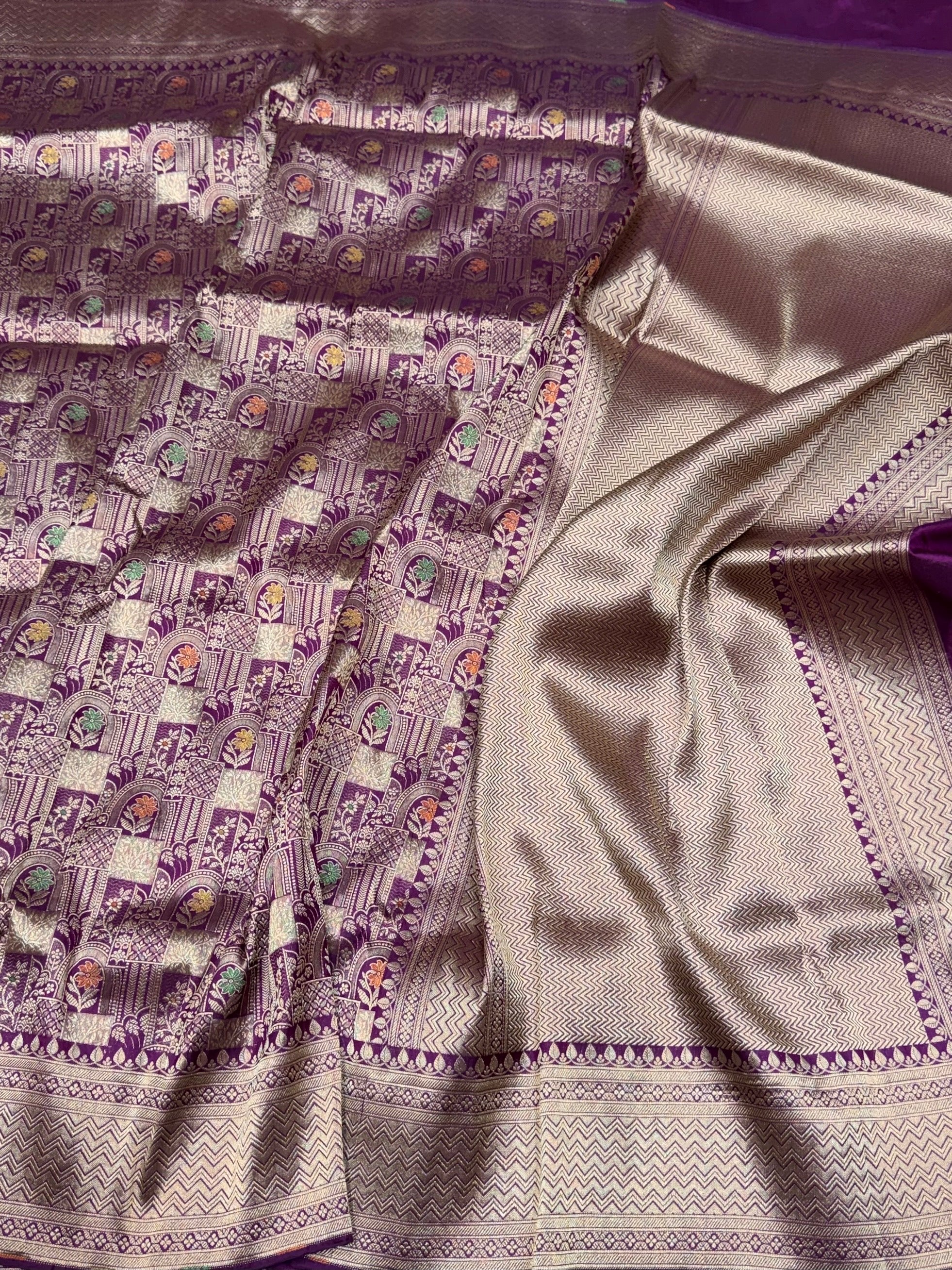 Banarasi Minakari Pure Silk Brocade Saree | 100% Pure Katan Silk - Image 18