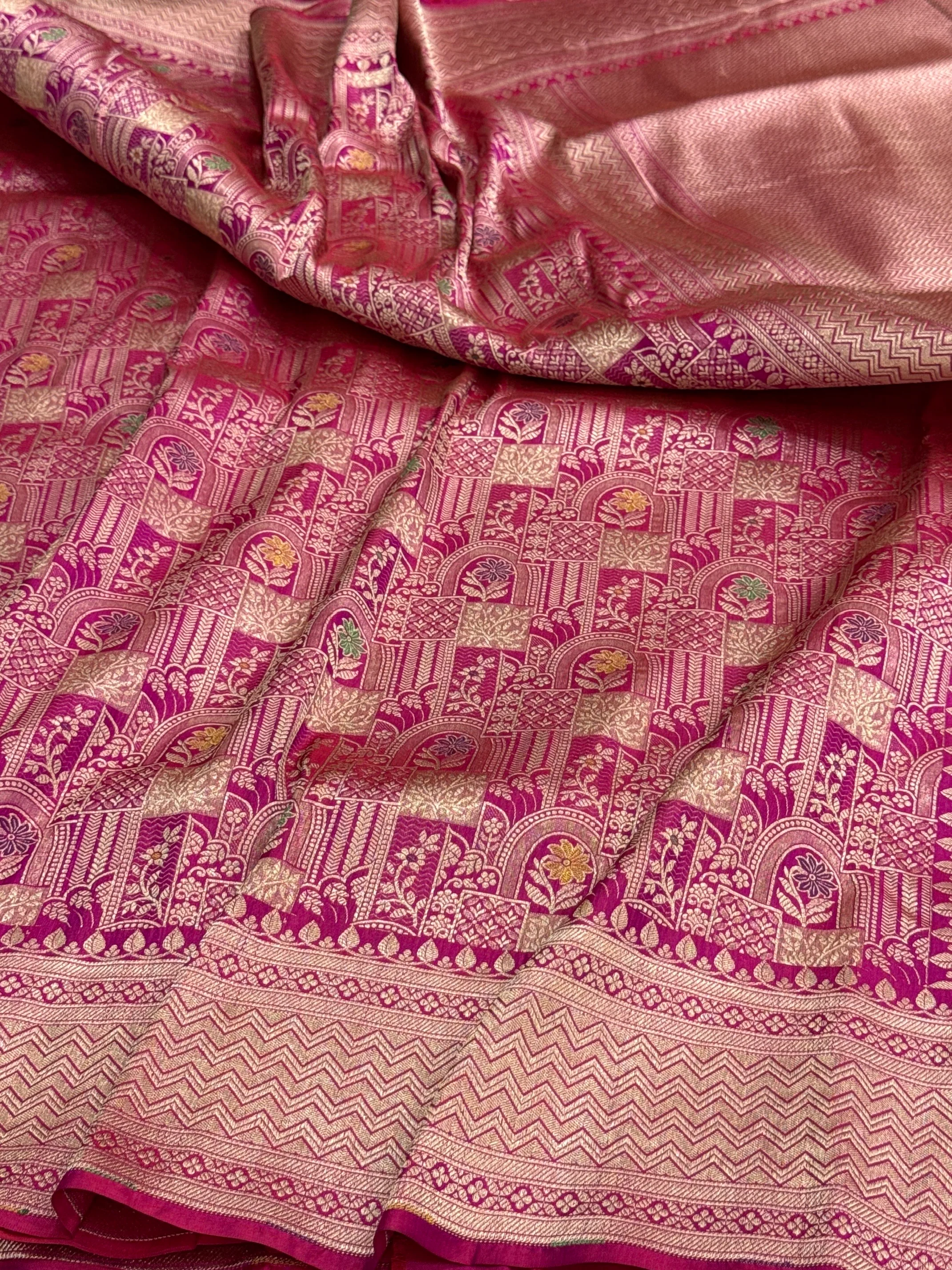 Banarasi Minakari Pure Silk Brocade Saree | 100% Pure Katan Silk - Image 22