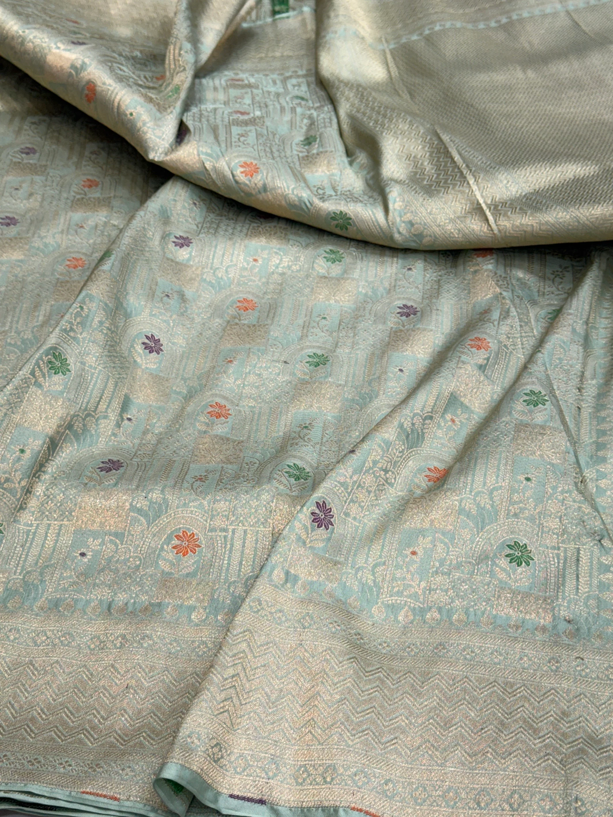 Banarasi Minakari Pure Silk Brocade Saree | 100% Pure Katan Silk - Image 25