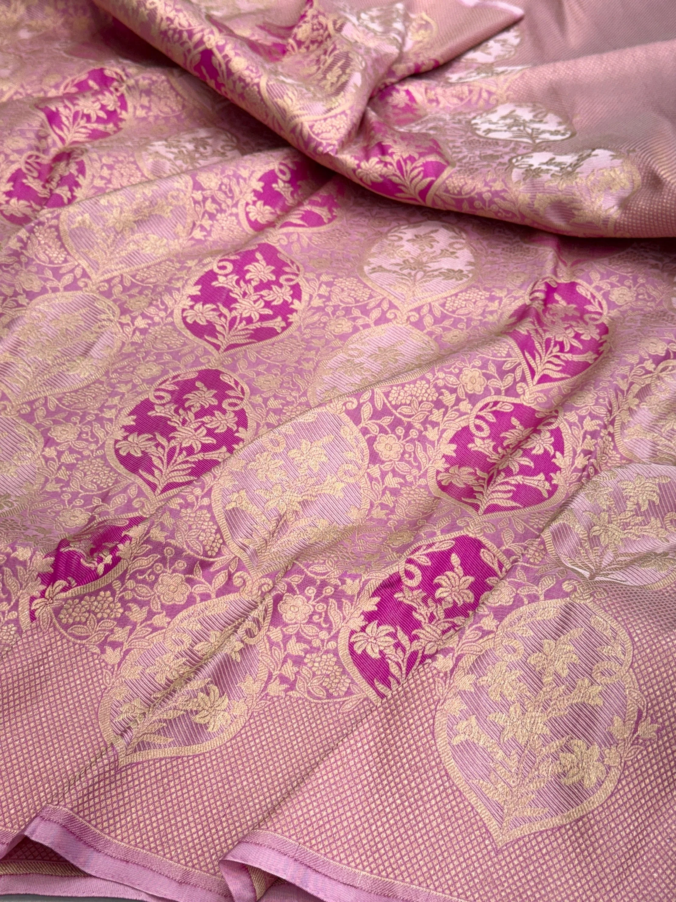 Banarasi Minakari Pure Silk Brocade Saree | 100% Pure Katan Silk Handwoven in Banaras - Image 21