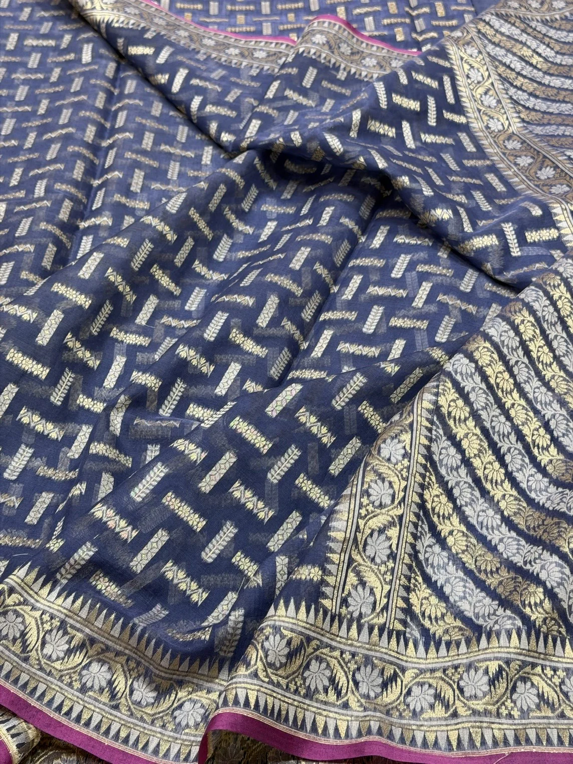 Banarasi Pure Kora Cotton Saree - Image 7