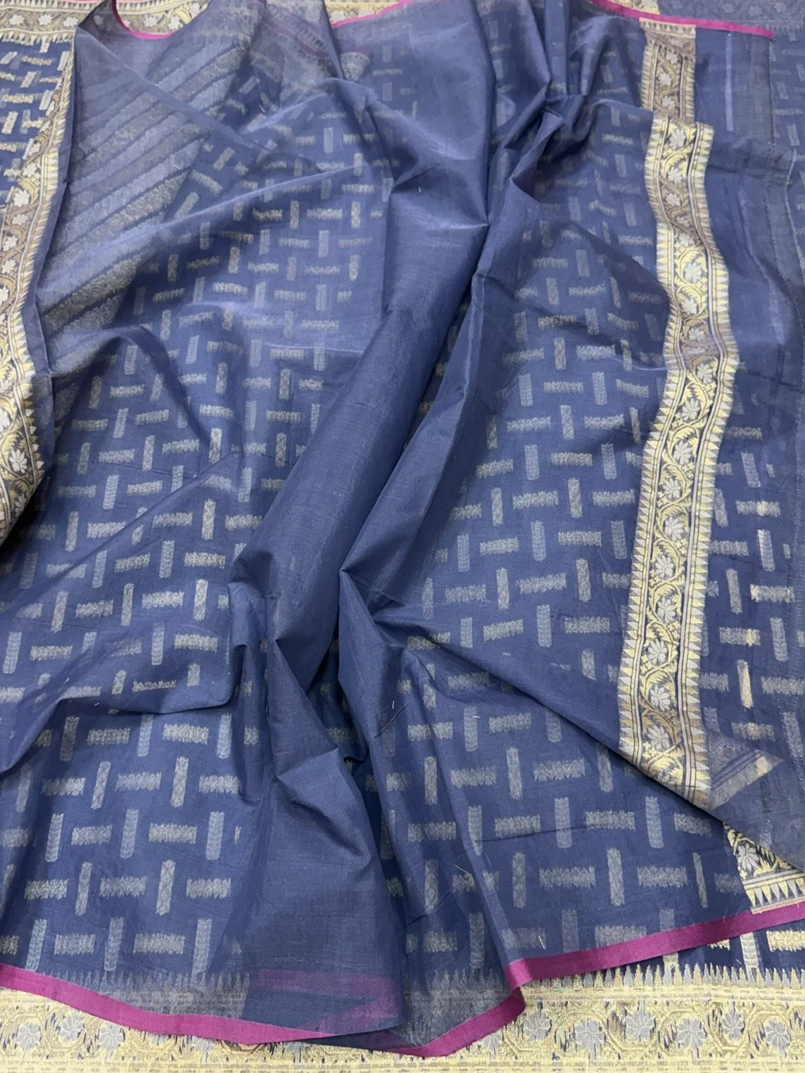 Banarasi Pure Kora Cotton Saree - Image 8