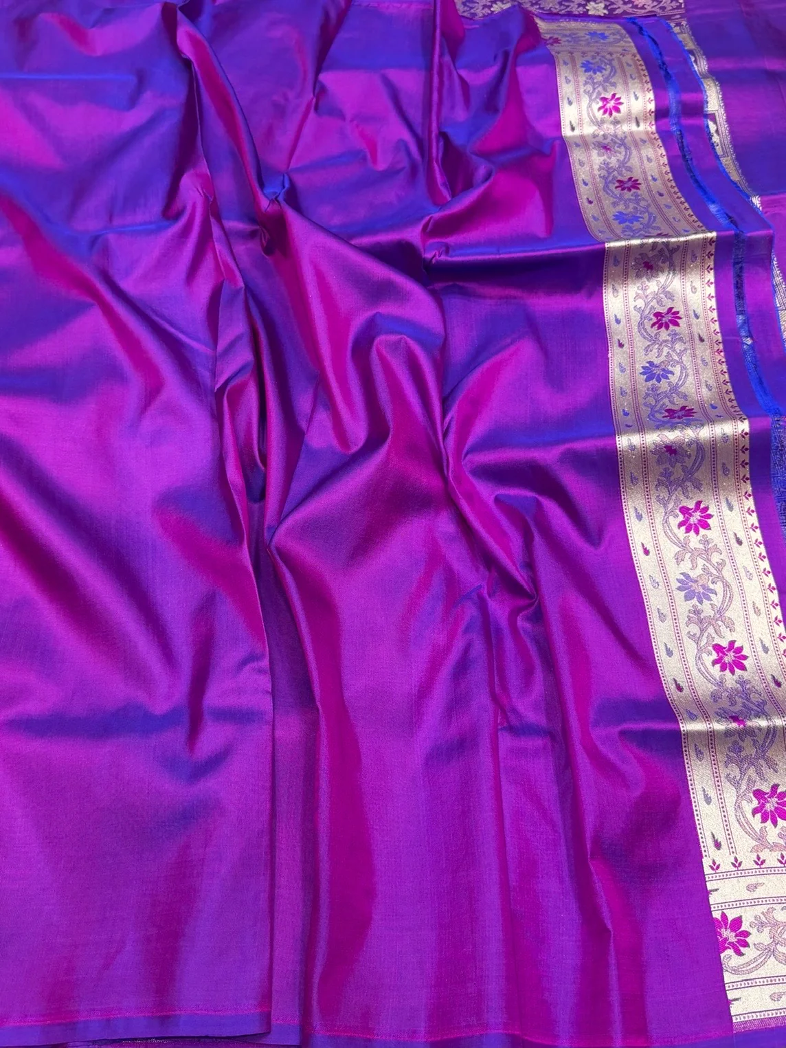 Multicolour Banarasi Pure Katan Silk Saree - Image 7