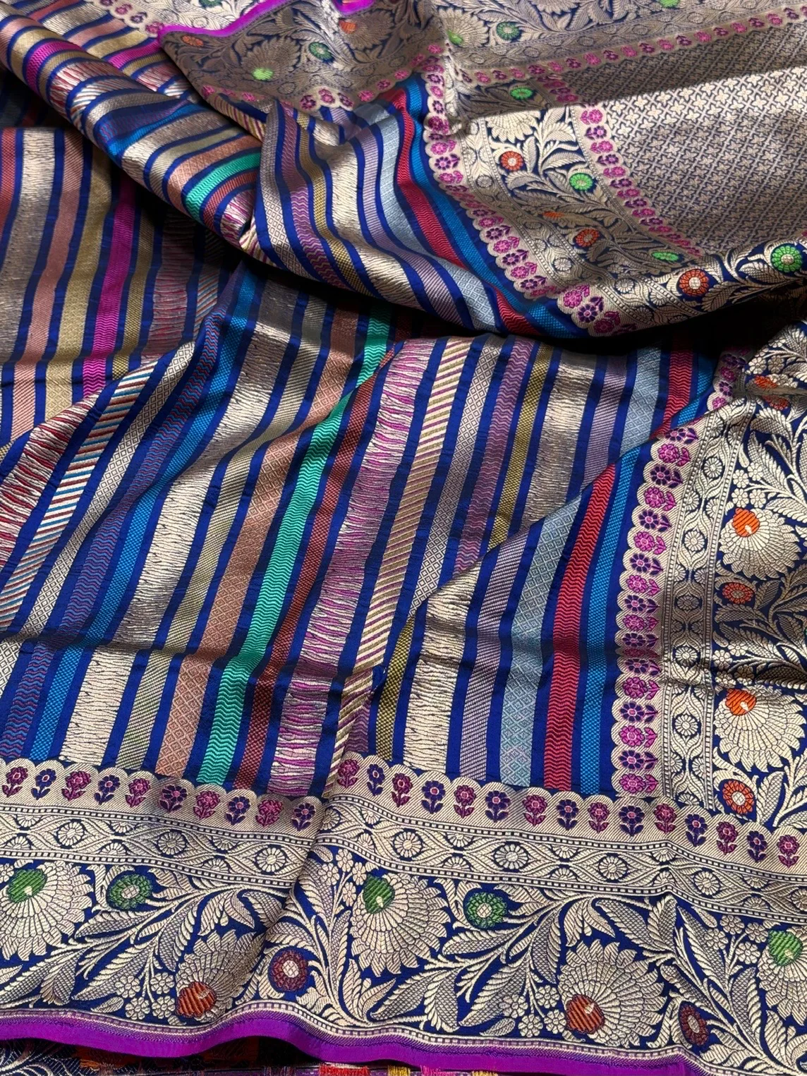Multicolour Banarasi Pure Silk Saree - Image 2