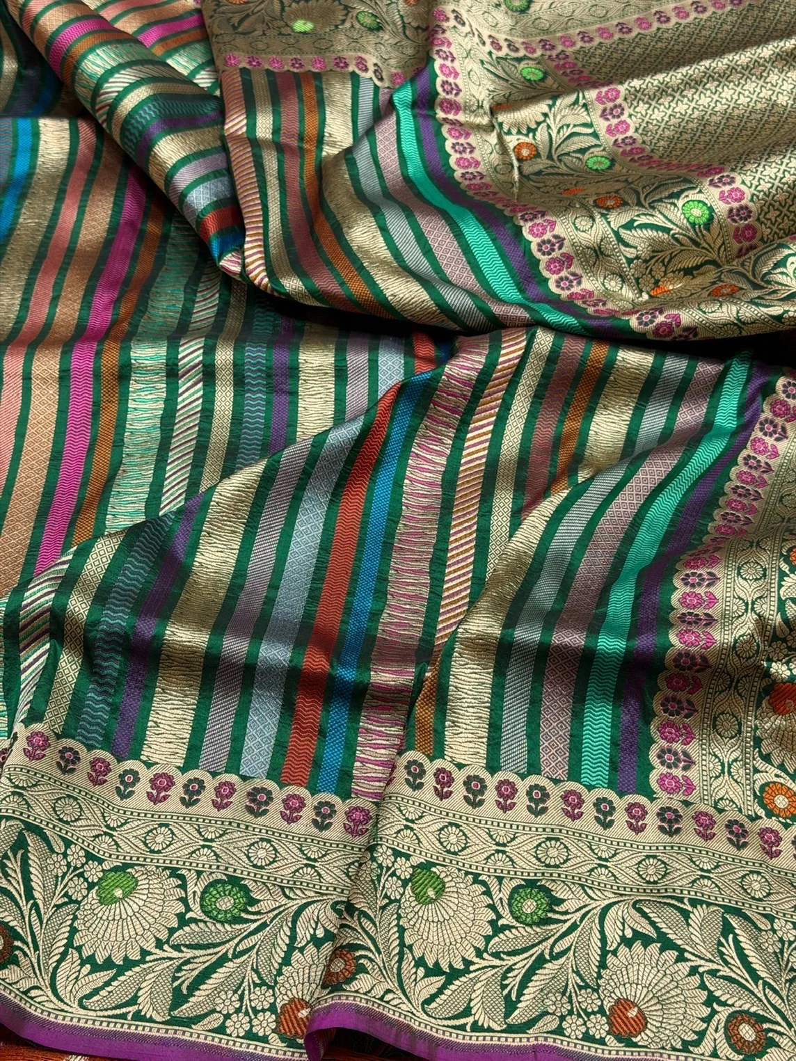 Multicolour Banarasi Pure Silk Saree - Image 5