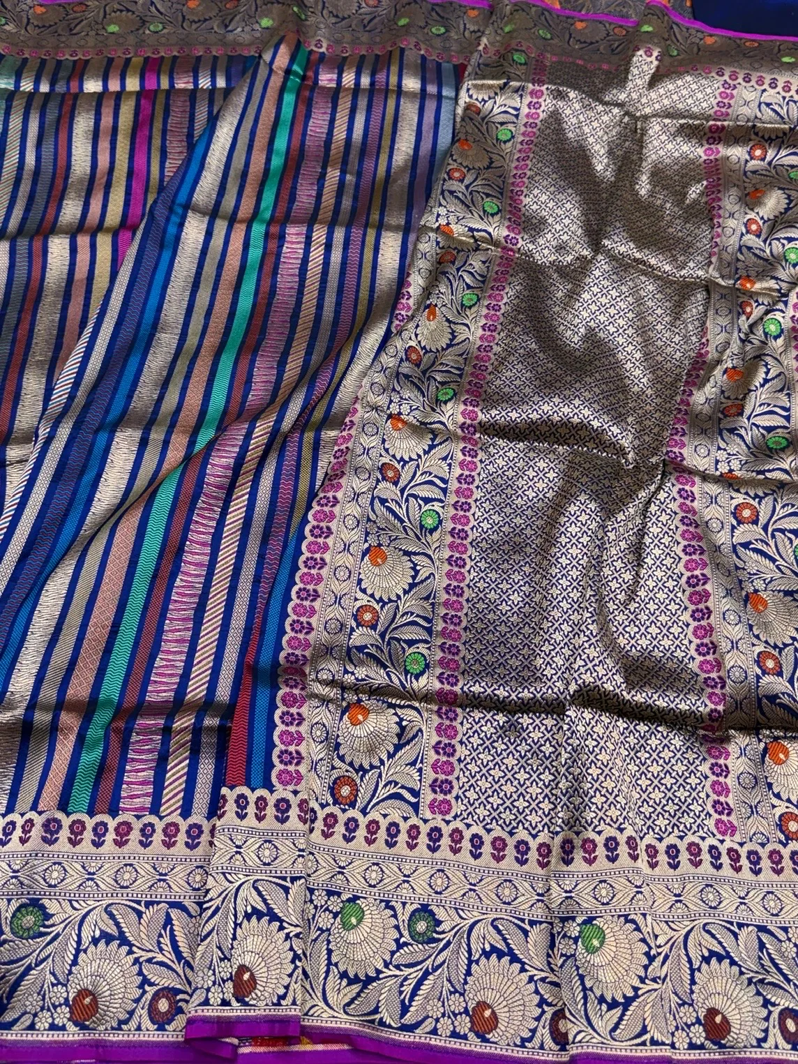 Multicolour Banarasi Pure Silk Saree - Image 9