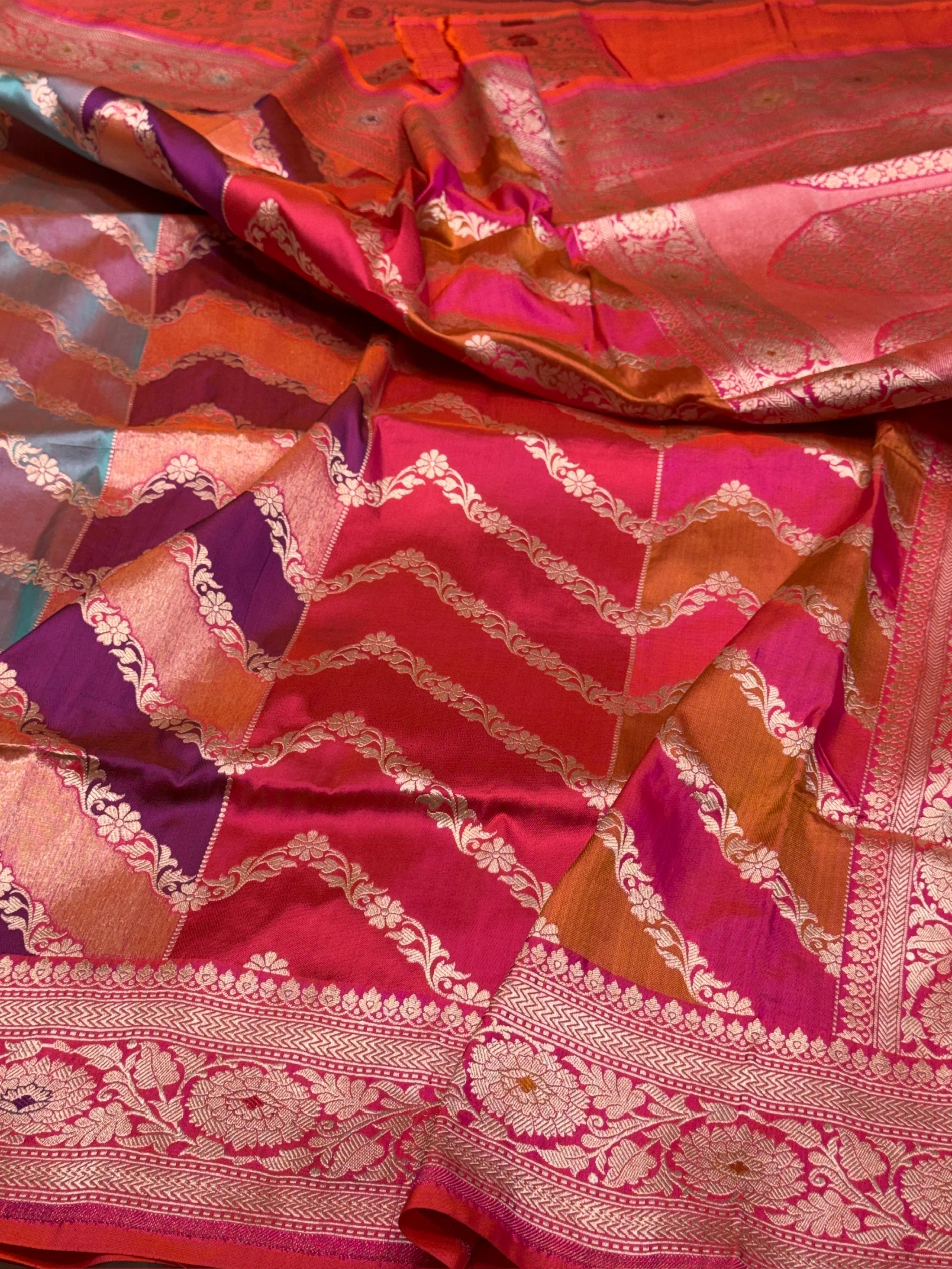Multicolour Banarasi Pure Silk Saree - Image 4