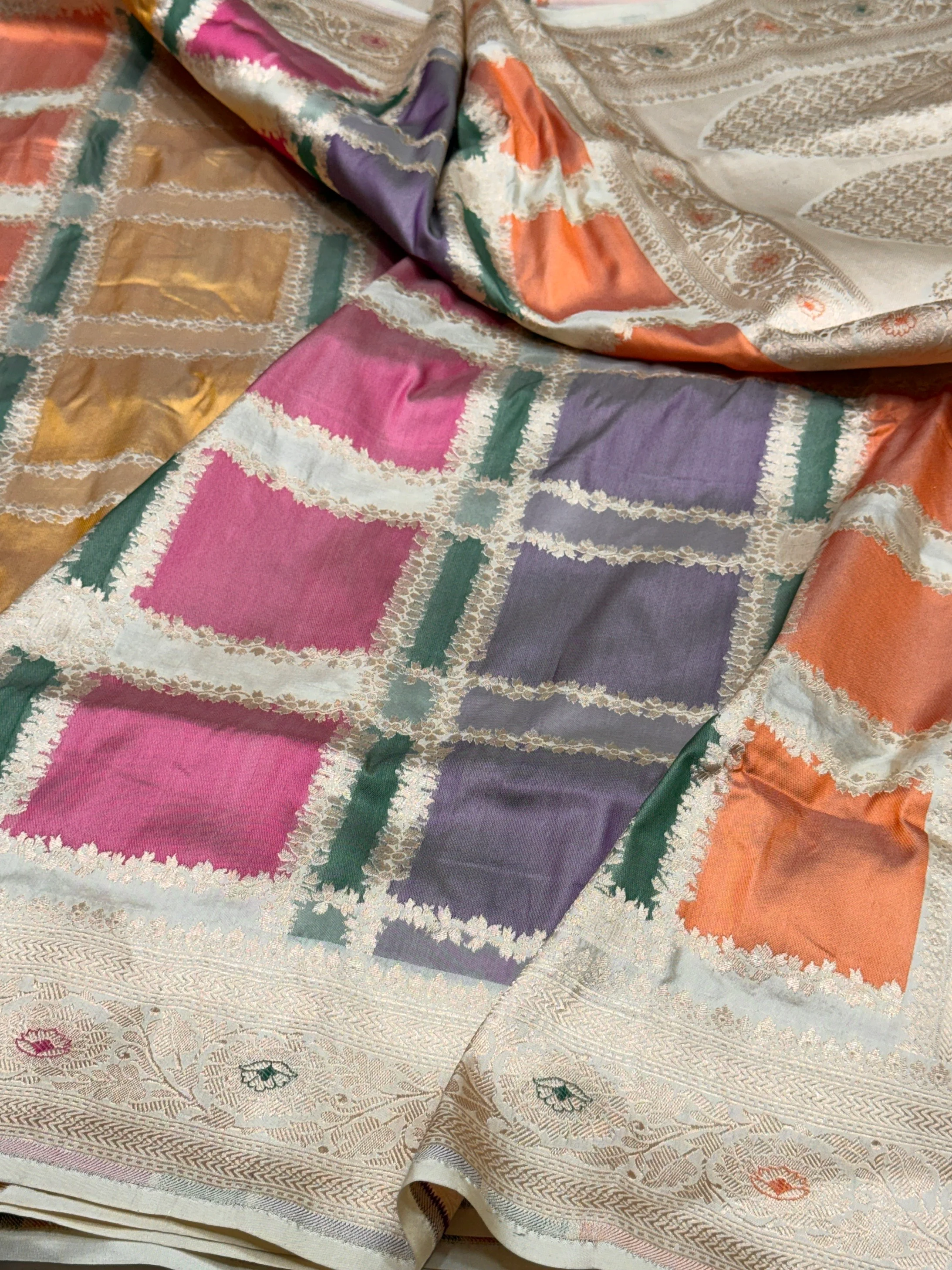 Multicolour Banarasi Pure Silk Saree - Image 4