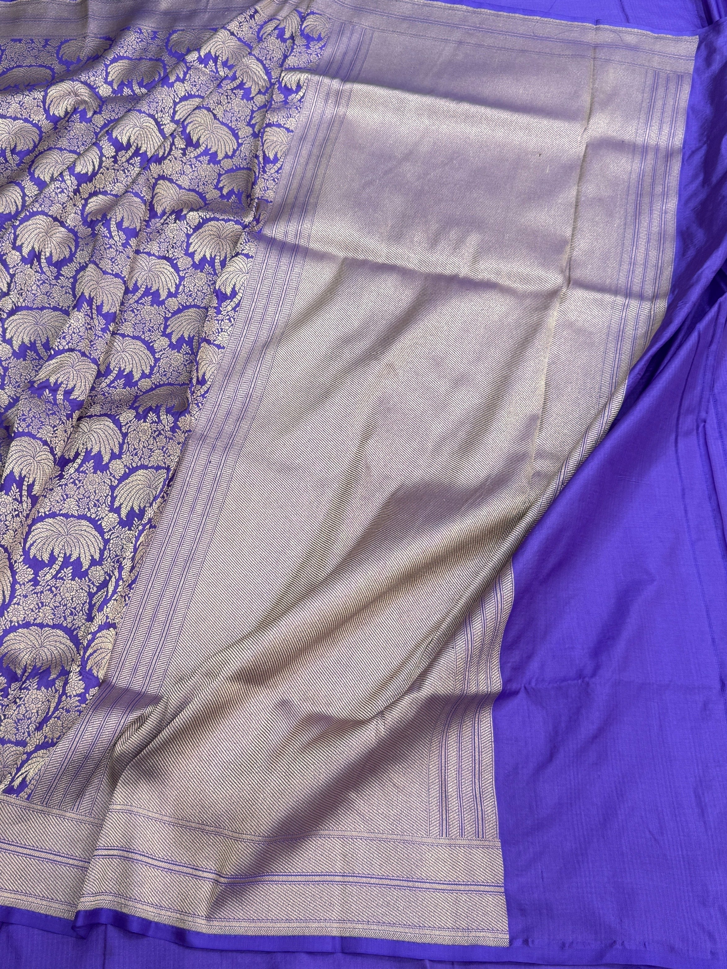 Purple Banarasi Pure Silk Brocade Saree – Luxurious Katan Silk with Intricate Brocade Weave - Image 11
