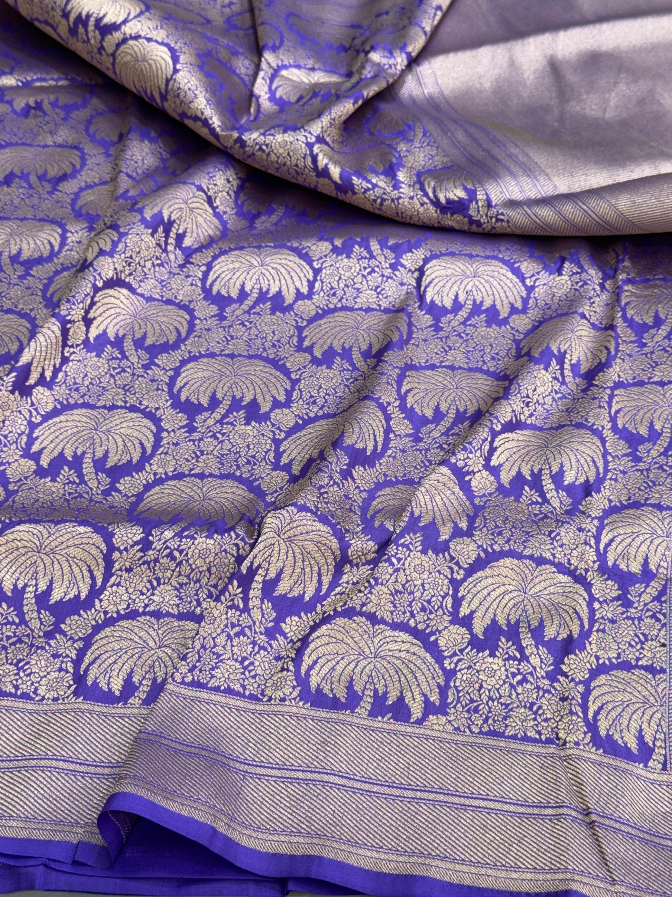 Purple Banarasi Pure Silk Brocade Saree – Luxurious Katan Silk with Intricate Brocade Weave - Image 9