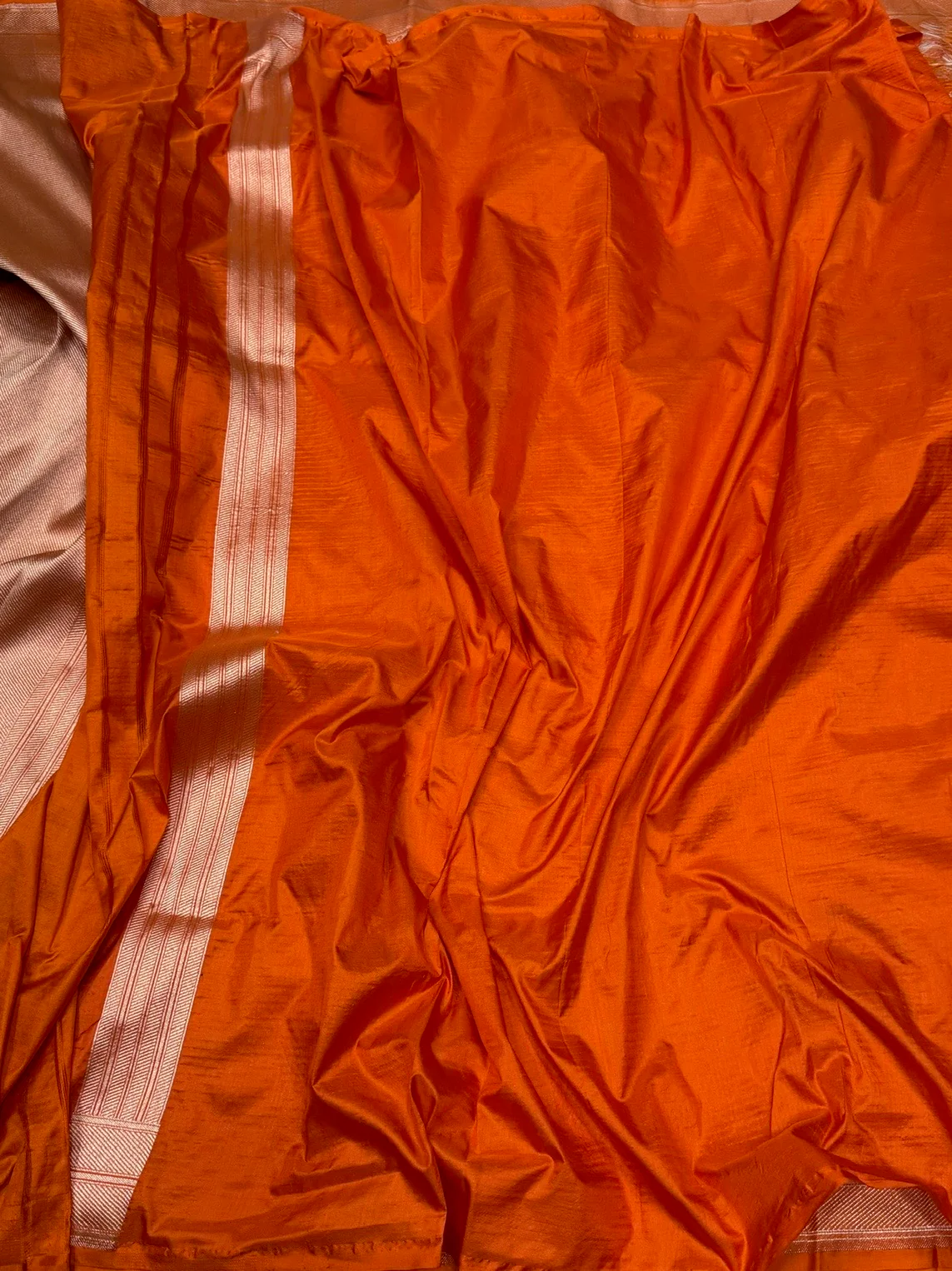 Orange Banarasi Pure Silk Brocade Saree | Luxurious Katan Silk with Intricate Weave - Image 2