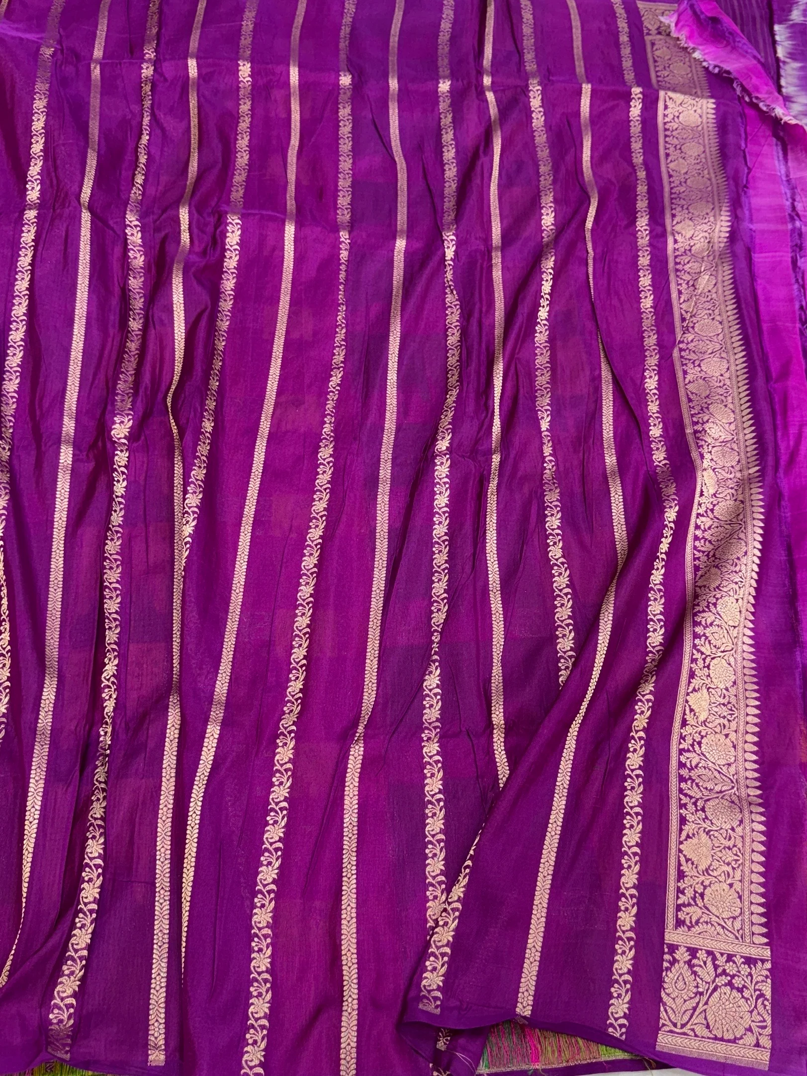 Multicolour Banarasi Pure Silk Saree – Cutwork Weave in 100% Pure Katan Silk - Image 14