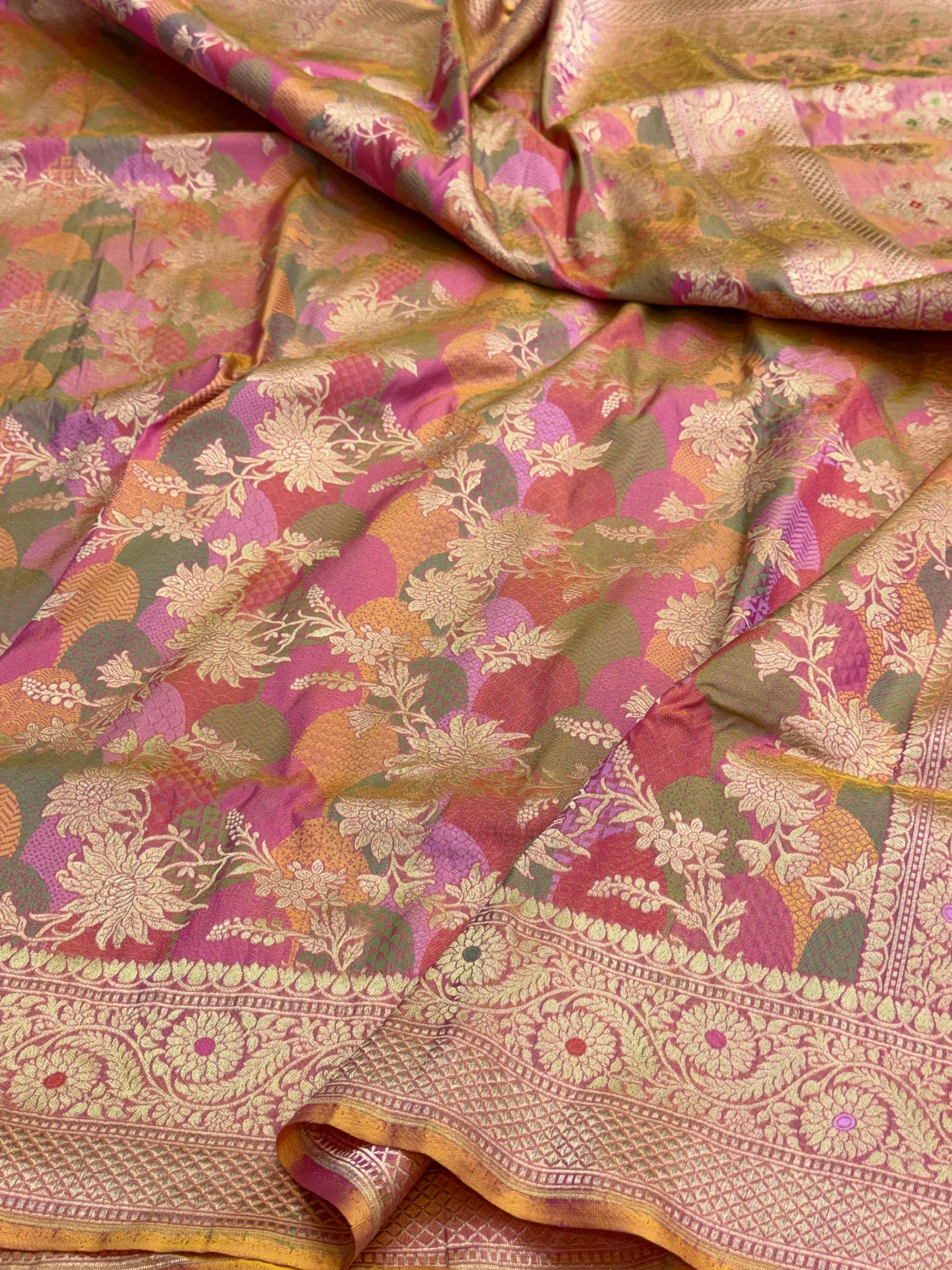 Banarasi Tilfi Minakari Pure Katan Silk Saree | Pure Silk | Minakari Work | Cutwork Technique | Banarasi Katan Silk Saree - Image 4