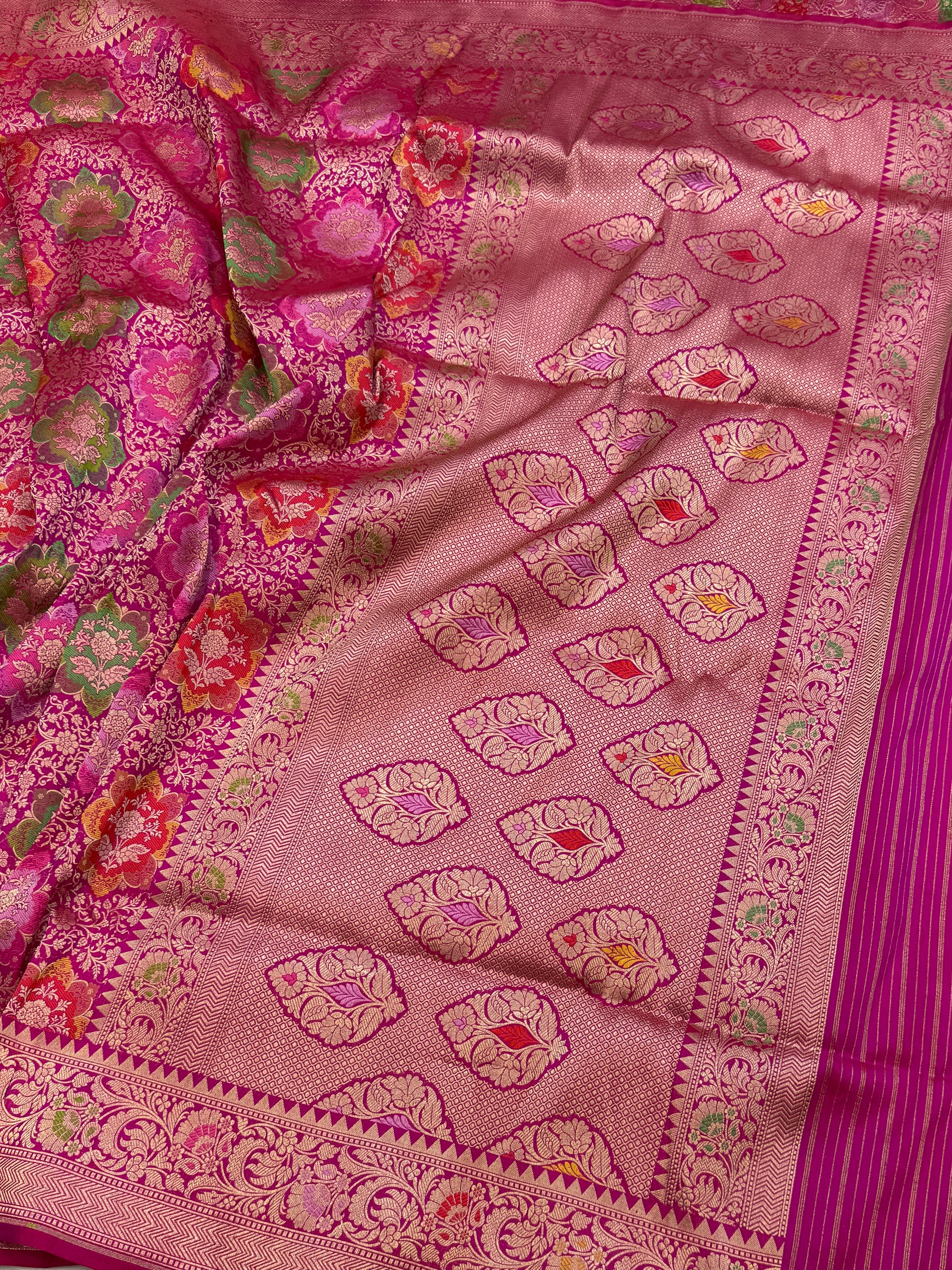 Banarasi Tilfi Minakari Pure Katan Silk Saree | Pure Silk | Minakari Work | Cutwork Technique | Banarasi Katan Silk Saree - Image 3