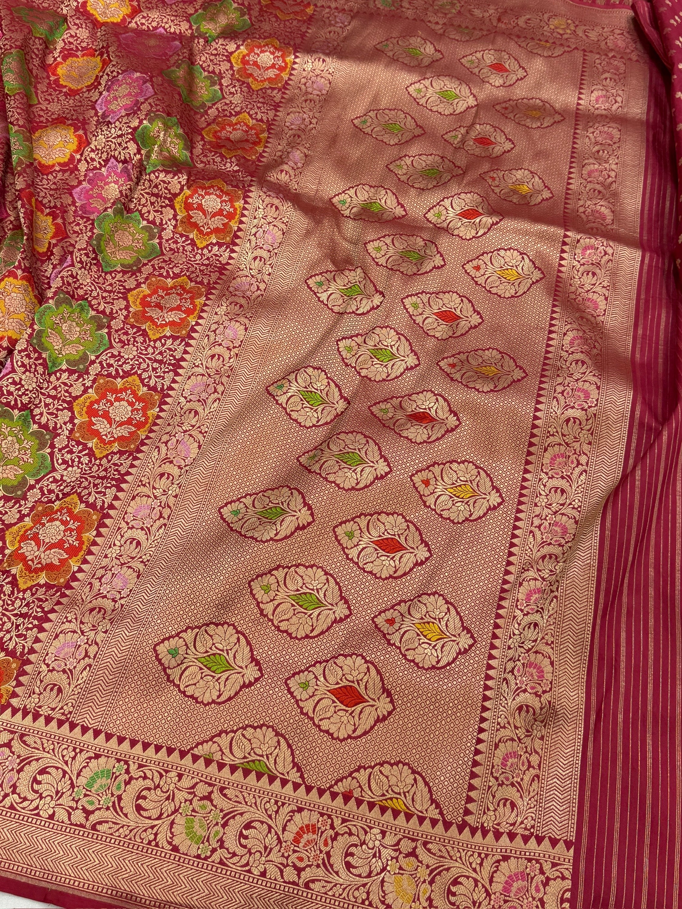 Banarasi Tilfi Minakari Pure Katan Silk Saree | Pure Silk | Minakari Work | Cutwork Technique | Banarasi Katan Silk Saree - Image 6