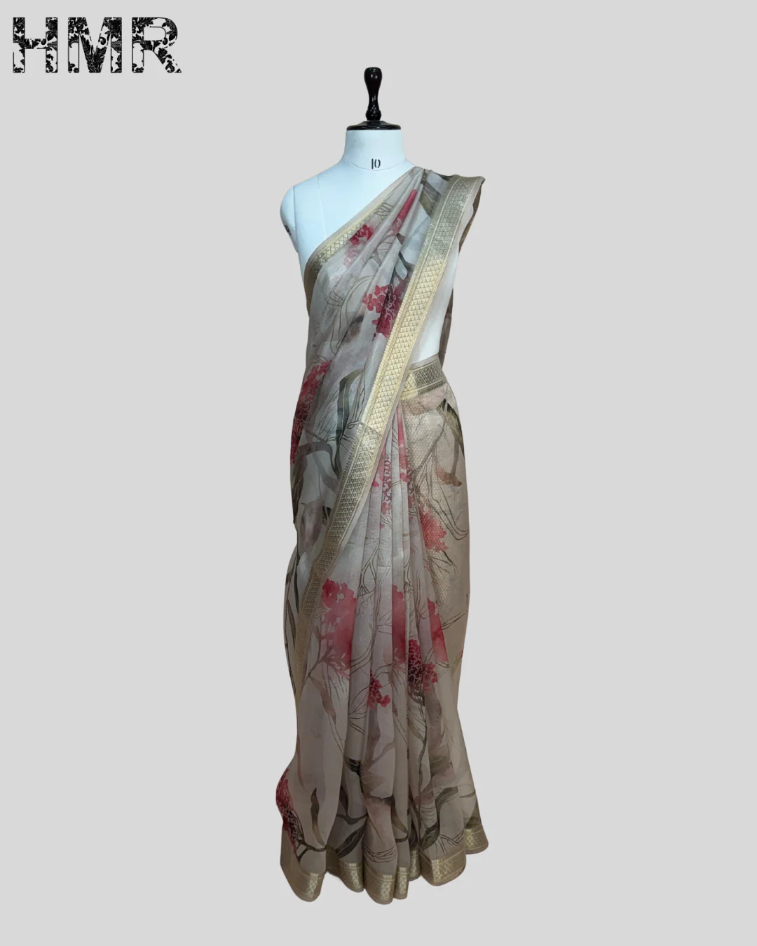Printed Pure Organza Silk Saree - Image 3