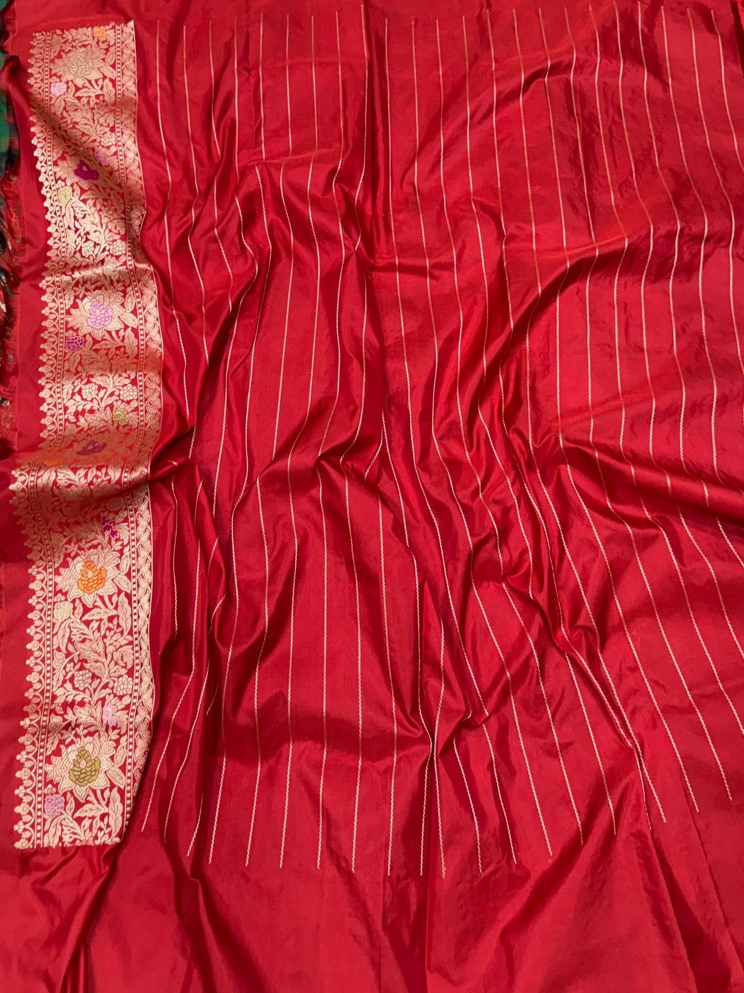 Bottle Green Handwoven Pure Banarasi Silk Saree - Image 2
