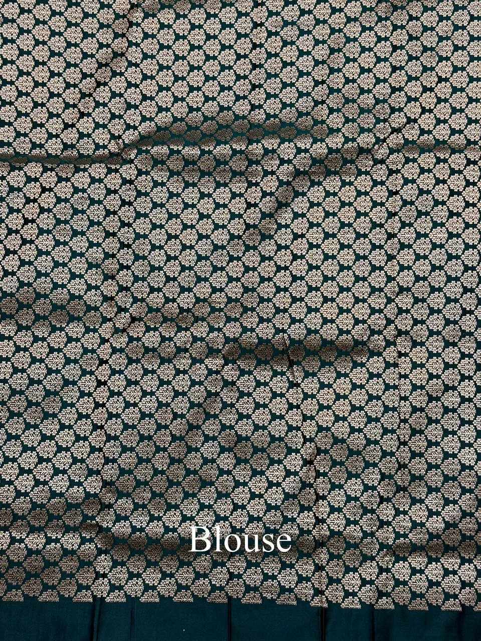 Bottle Green Handwoven Pure Banarasi Satin Silk Saree – Kadwa Weave, Pure Satin Silk - Image 2