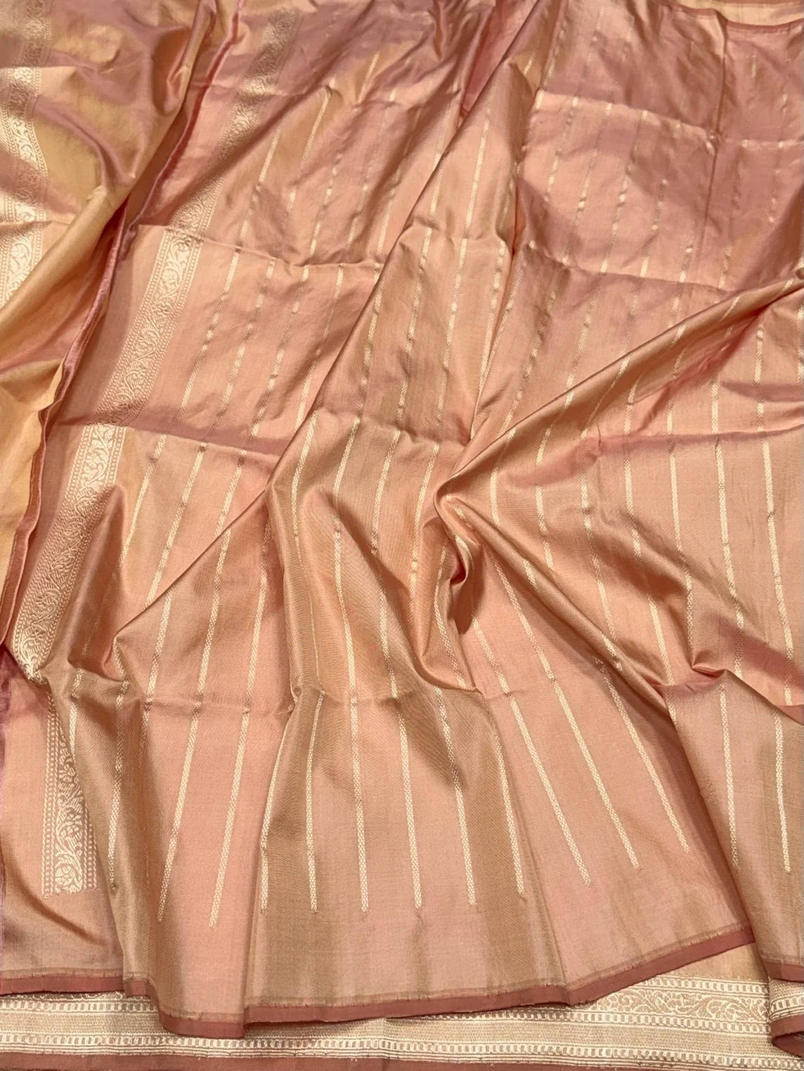 Peach Ektara Handwoven Pure Silk Banarasi Saree - Image 2
