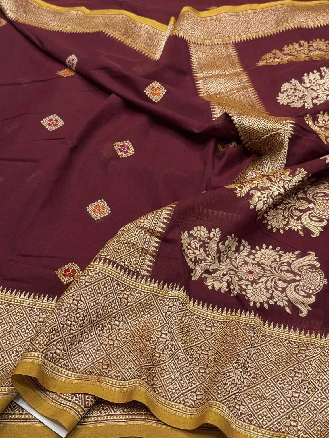 Brown Handwoven Banarasi Pure Cotton Saree