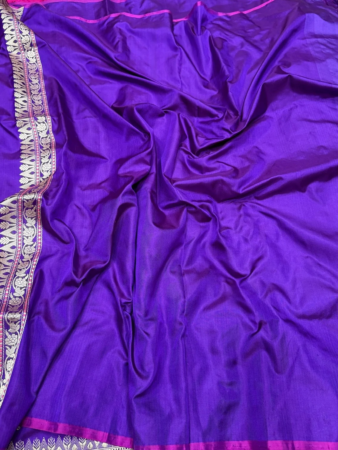 Purple Handwoven Pure Banarasi Ektara Silk Saree - Image 2