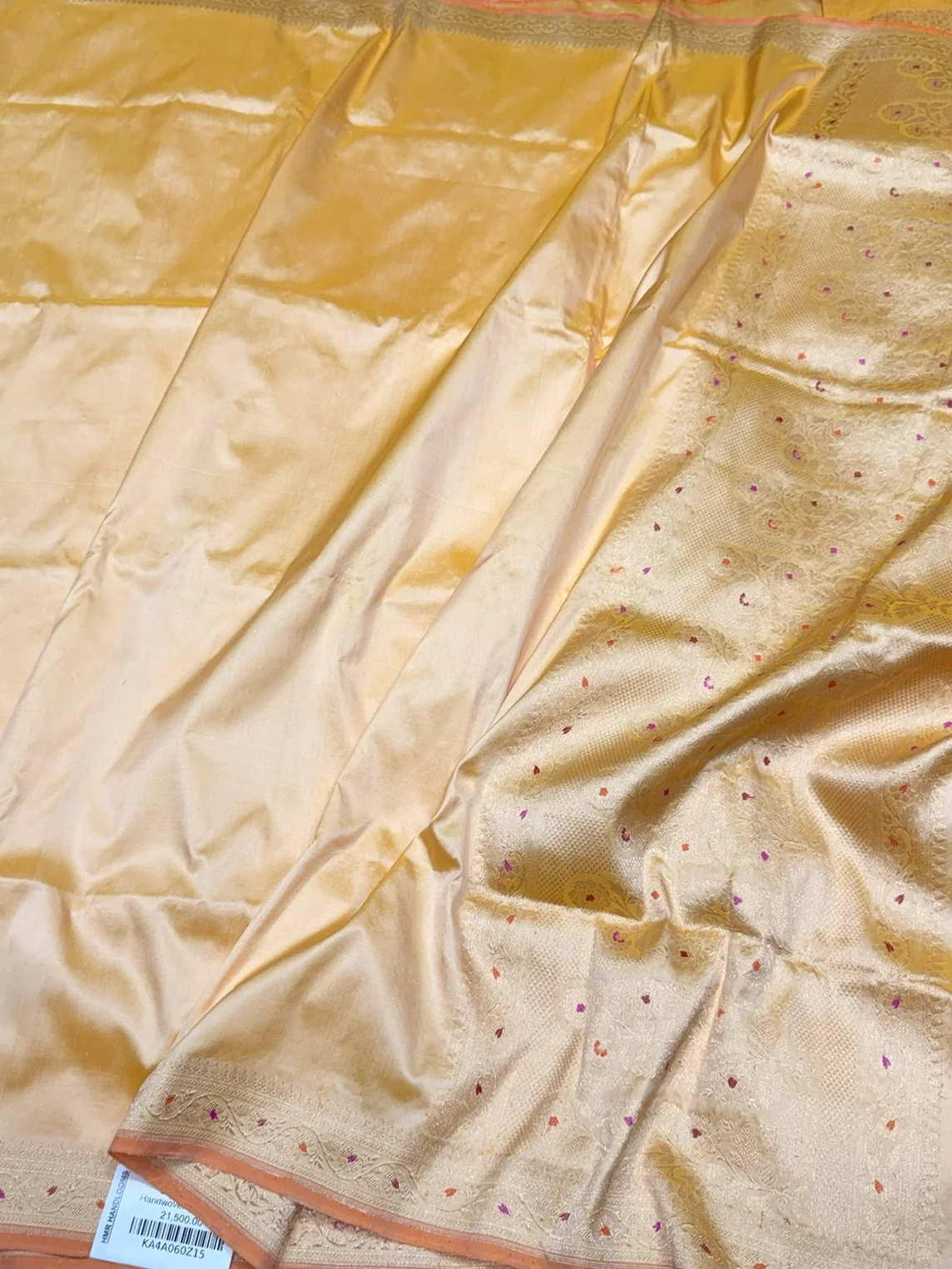 Butter Yellow Handwoven Pure Banarasi Katan Silk Saree - Image 3