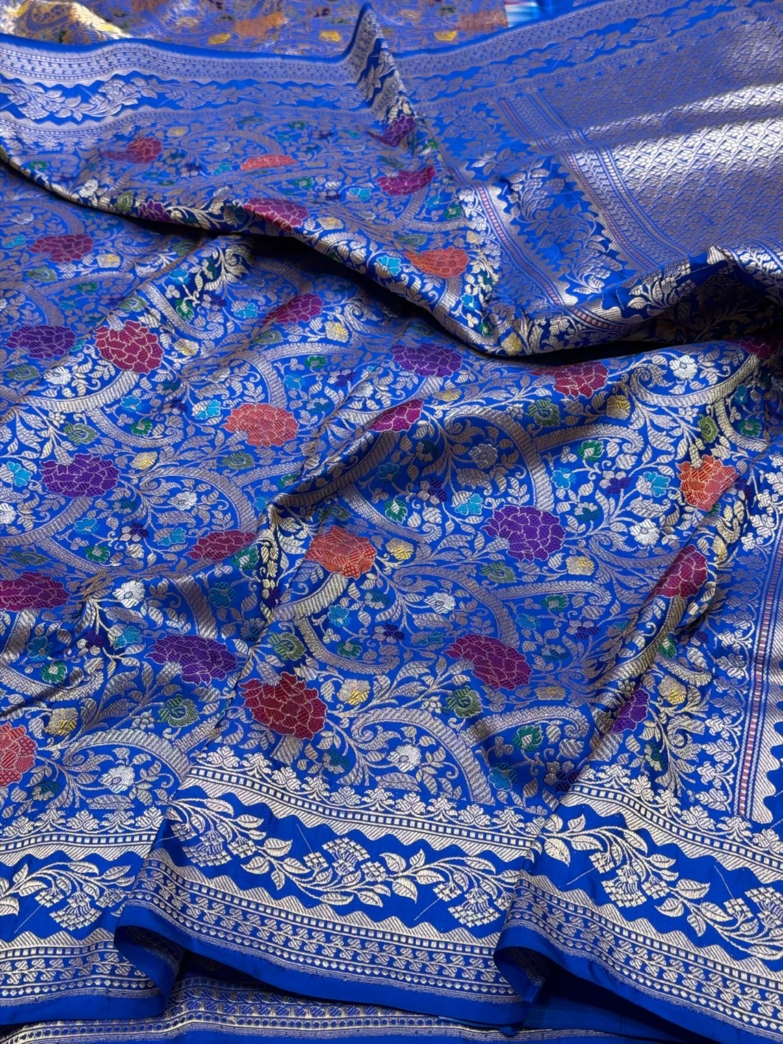 Royal Blue Handwoven Pure Banarasi Silk Brocade Saree