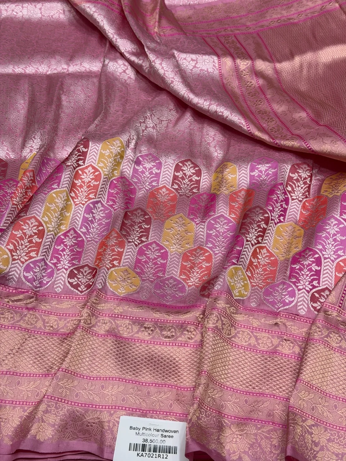 Baby Pink Handwoven Pure Banarasi Silk Kadwa Saree – 100% Pure Katan Mulberry Silk, Premium Brocade Weave