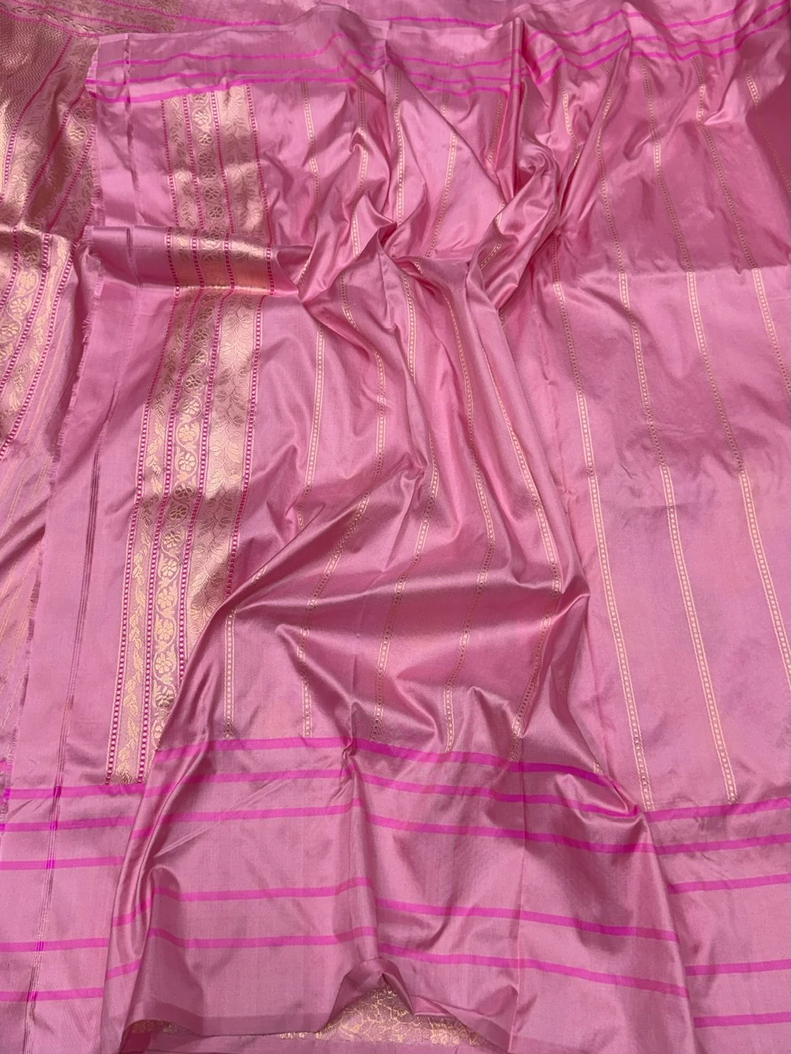 Baby Pink Handwoven Pure Banarasi Silk Kadwa Saree – 100% Pure Katan Mulberry Silk, Premium Brocade Weave - Image 2