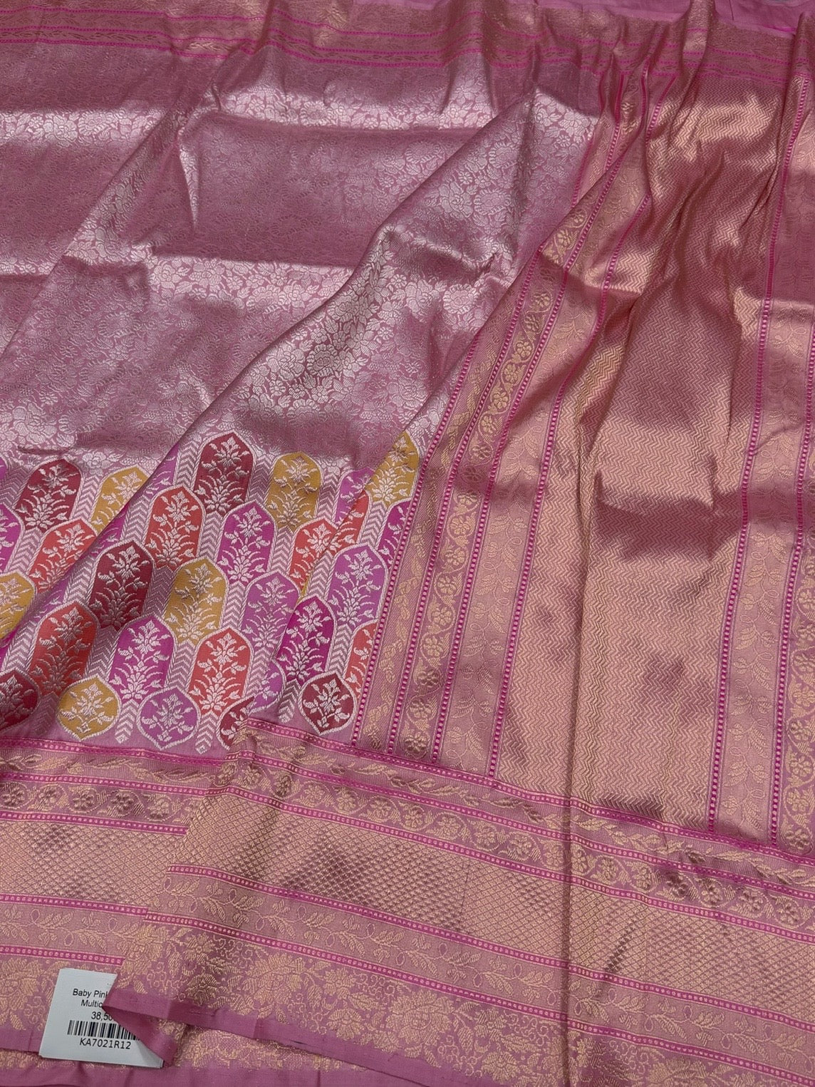 Baby Pink Handwoven Pure Banarasi Silk Kadwa Saree – 100% Pure Katan Mulberry Silk, Premium Brocade Weave - Image 3