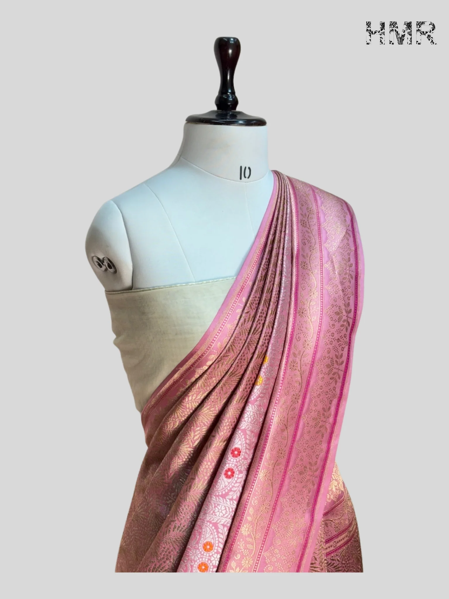 Baby Pink Handwoven Pure Banarasi Silk Saree - Image 3