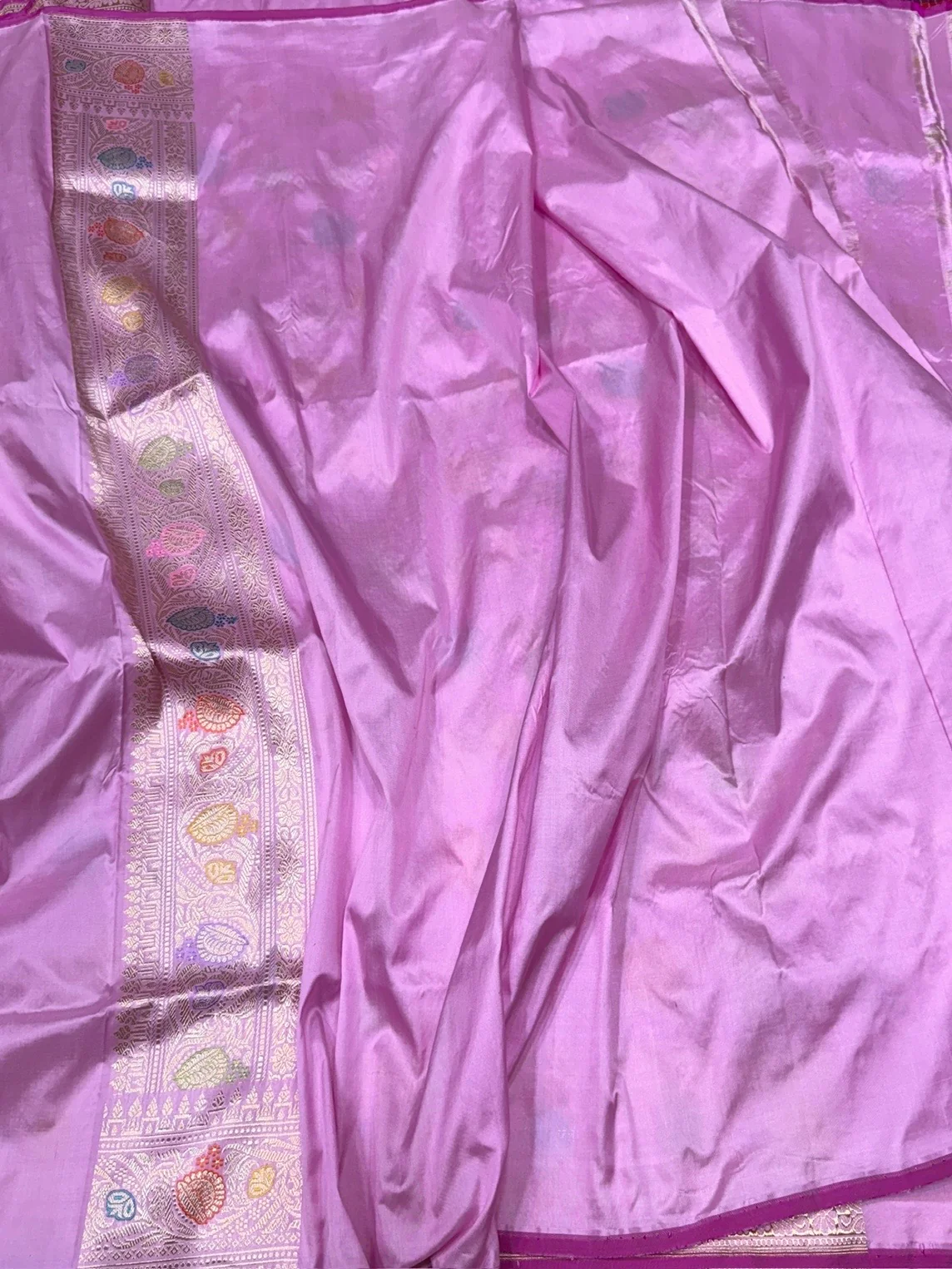 Pastel Pink Handwoven Pure Banarasi Silk Saree - Image 2
