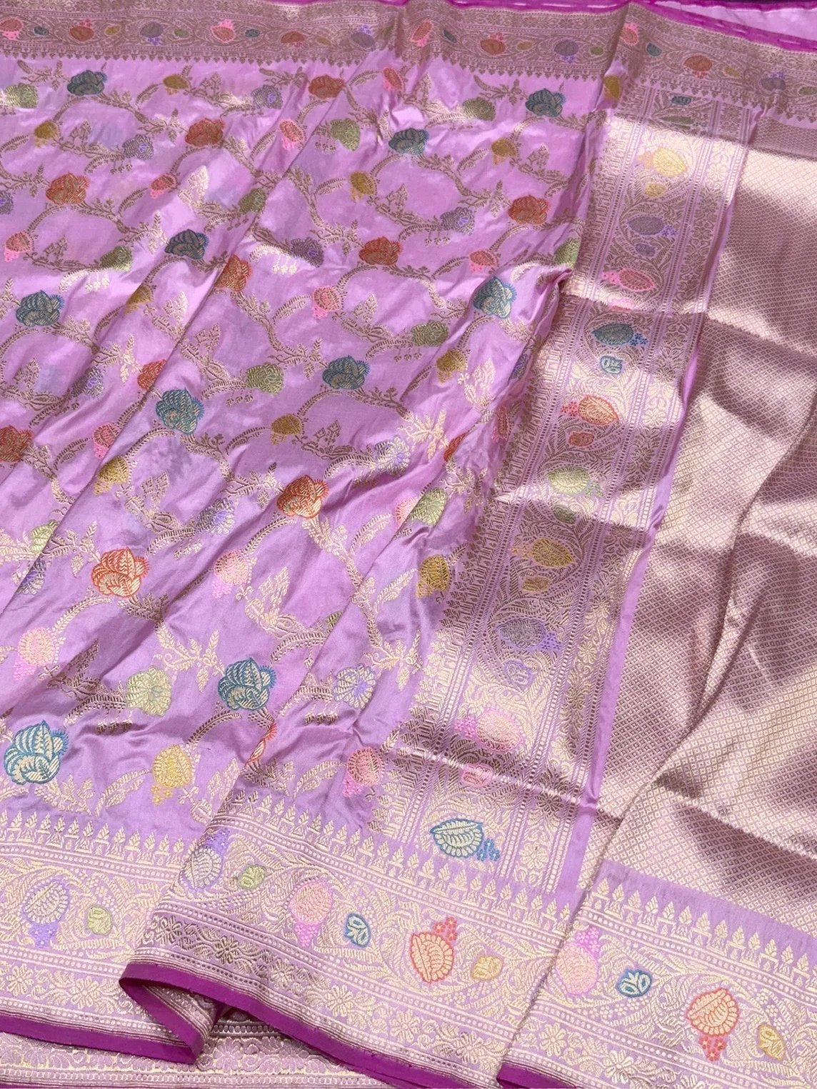 Pastel Pink Handwoven Pure Banarasi Silk Saree - Image 3