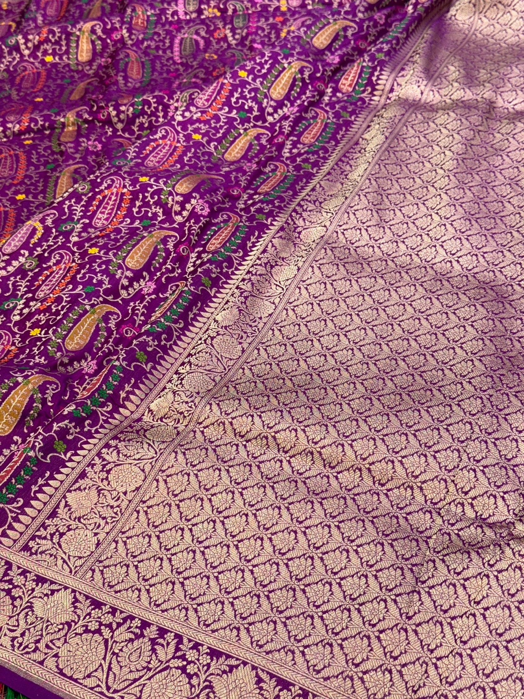 Banarasi Tilfi Minakari Pure Katan Silk Saree | Pure Silk | Minakari Work | Cutwork Technique | Banarasi Katan Silk Saree - Image 6