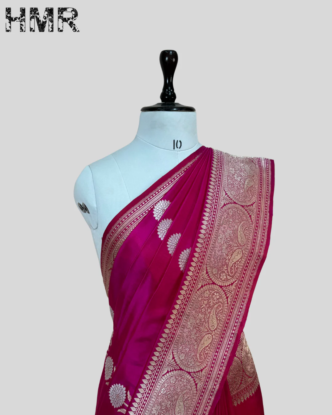 Rani Pink Handwoven Pure Banarasi Silk Saree | Pure Katan Silk | Kadwa Weave | HMR Handlooms - Image 4