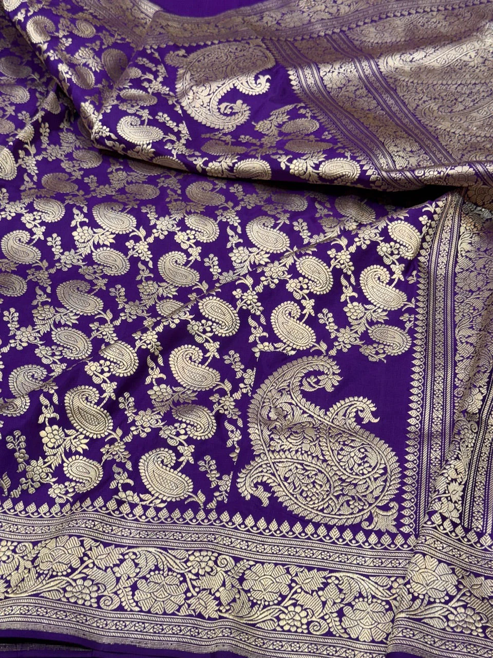 Purple Handwoven Pure Banarasi Silk Saree