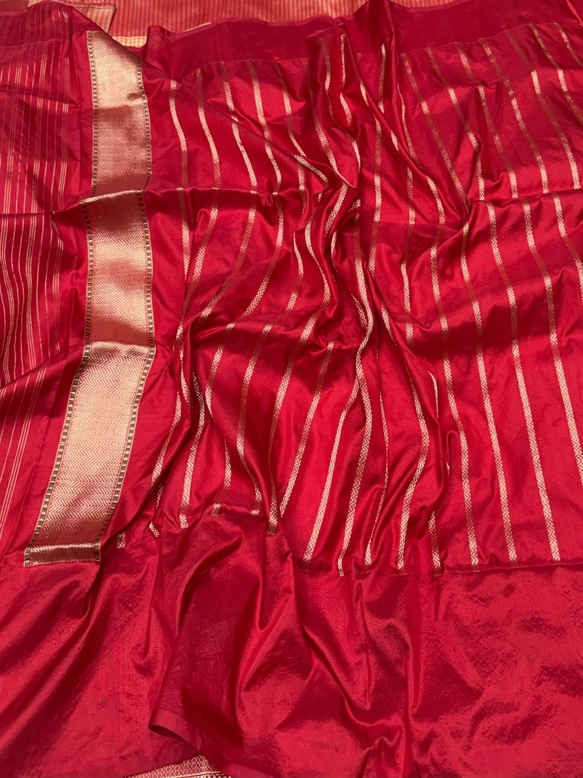 Orange Handwoven Pure Banarasi Silk Saree - Image 2