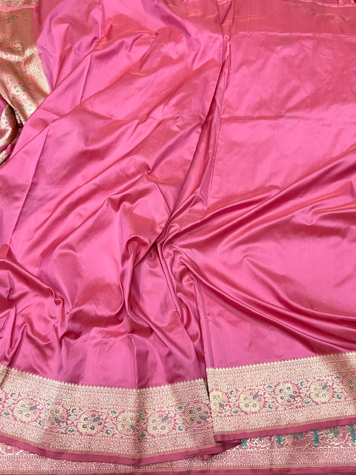 Pastel Pink Handwoven Pure Banarasi Silk Saree – Kadwa Weave in 100% Katan Mulberry Silk - Image 2
