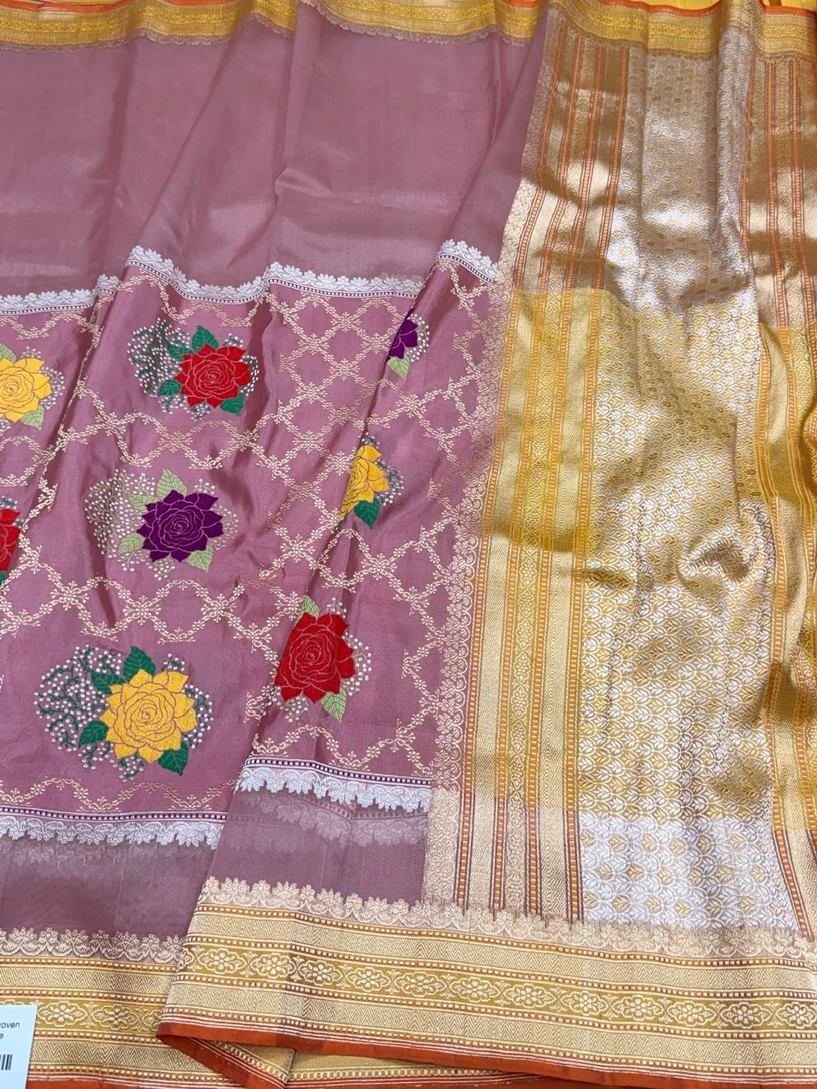 Gajiri Pink Handwoven Pure Organza Silk Saree - Image 3