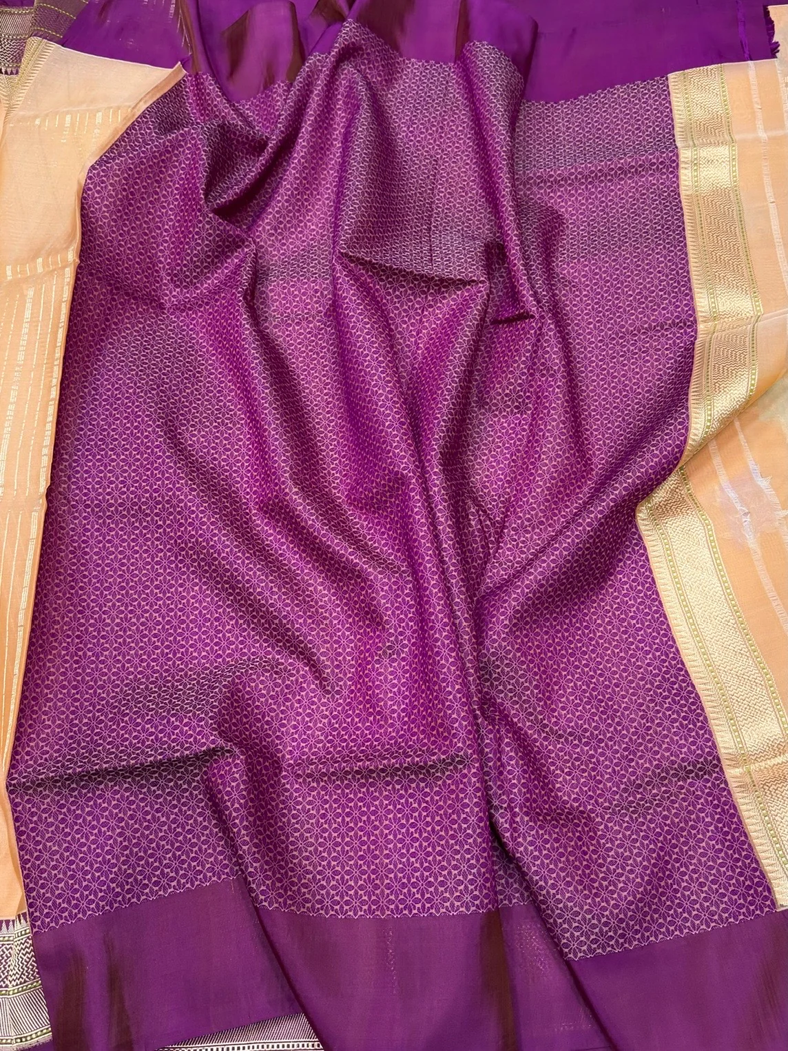 Pastel Peach Handwoven Pure Organza Silk Saree - Image 2