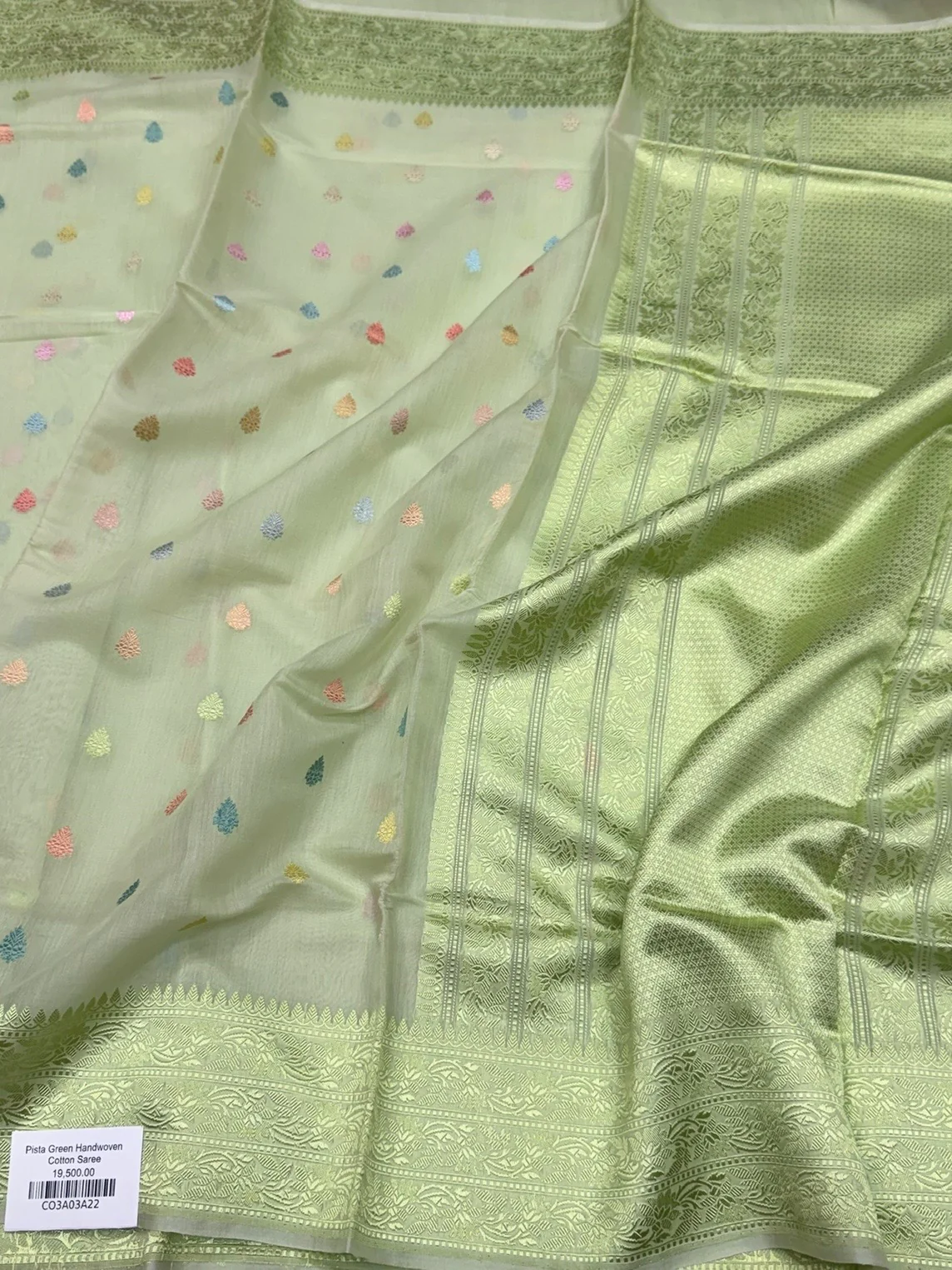Handwoven Pure Banarasi Cotton Saree - Image 10