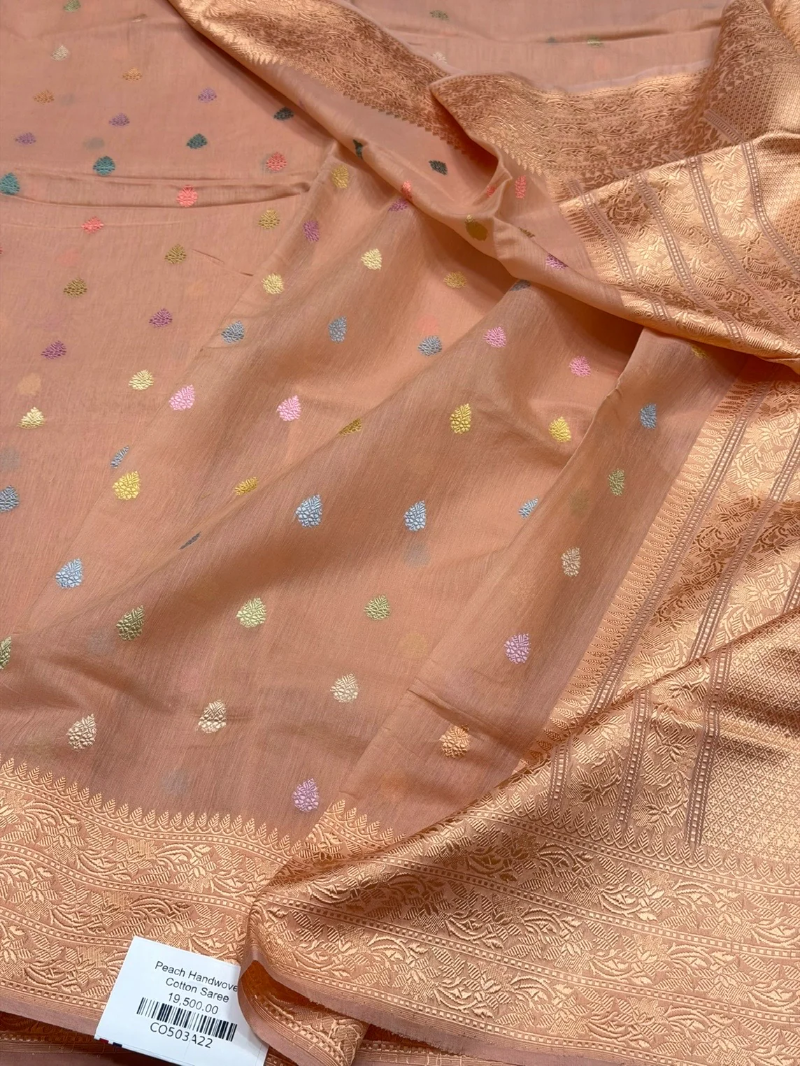 Handwoven Pure Banarasi Cotton Saree - Image 4
