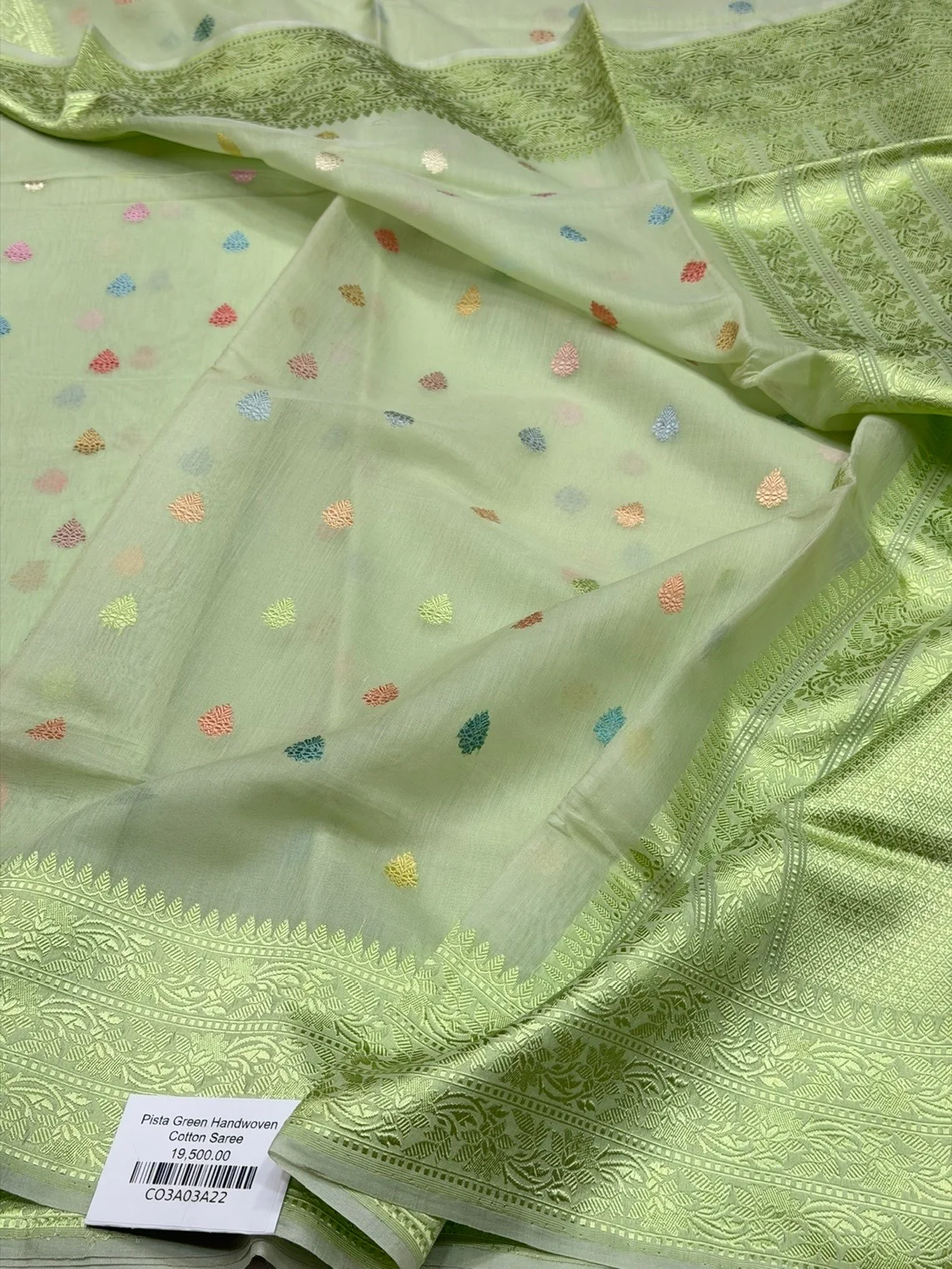 Handwoven Pure Banarasi Cotton Saree - Image 7
