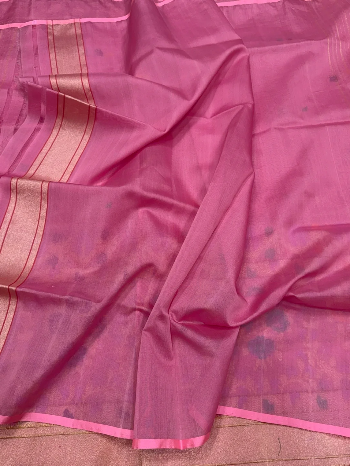 Pastel Pink Handwoven Pure Organza Silk Saree - Image 2