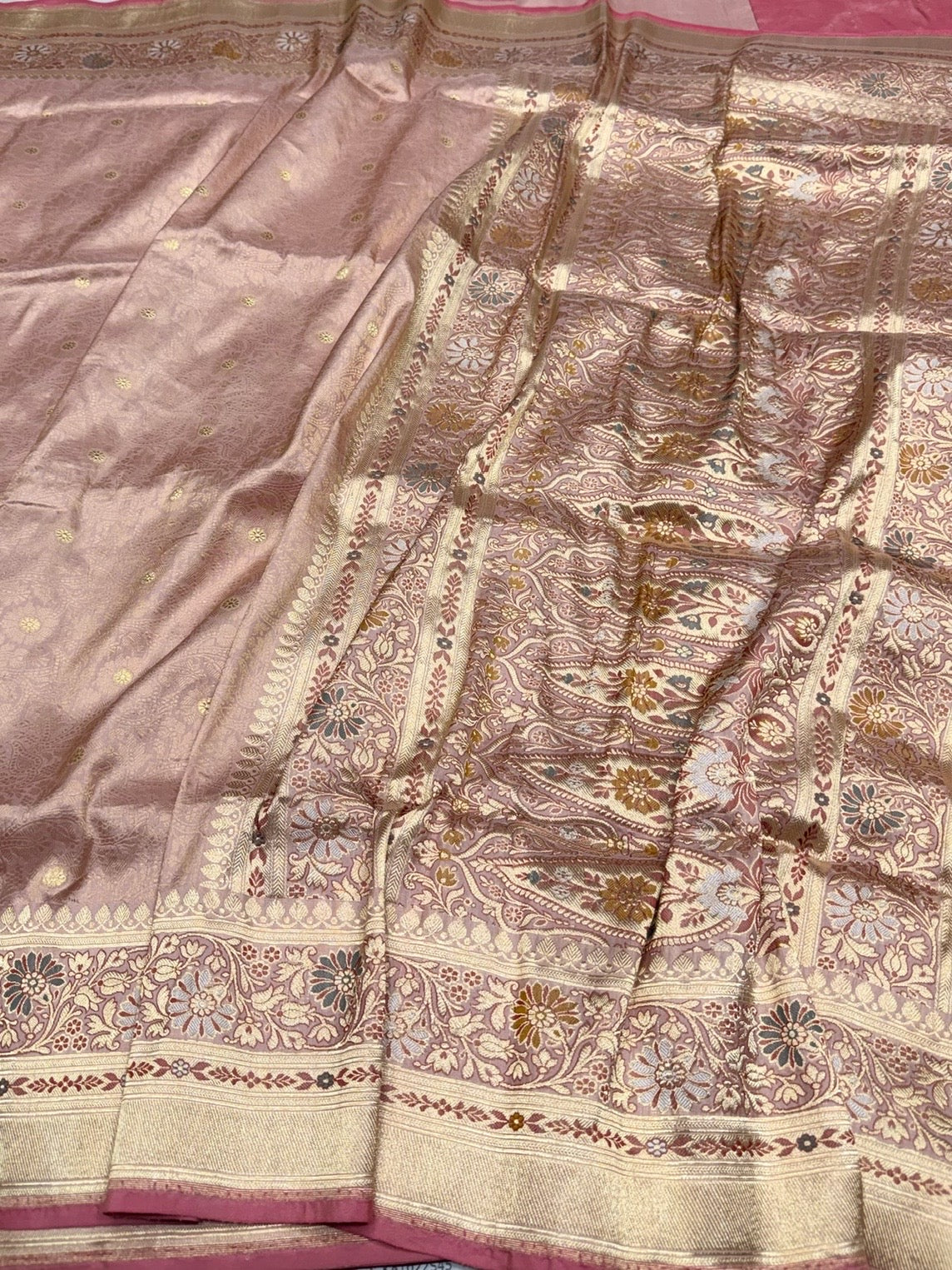 Gajiri Pink Handwoven Pure Silk Brocade Saree - Image 3