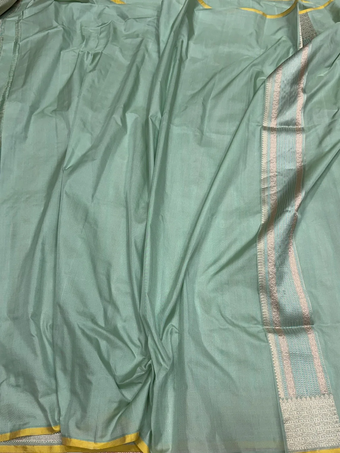 Sea Green Handwoven Pure Silk Brocade Saree - Image 2