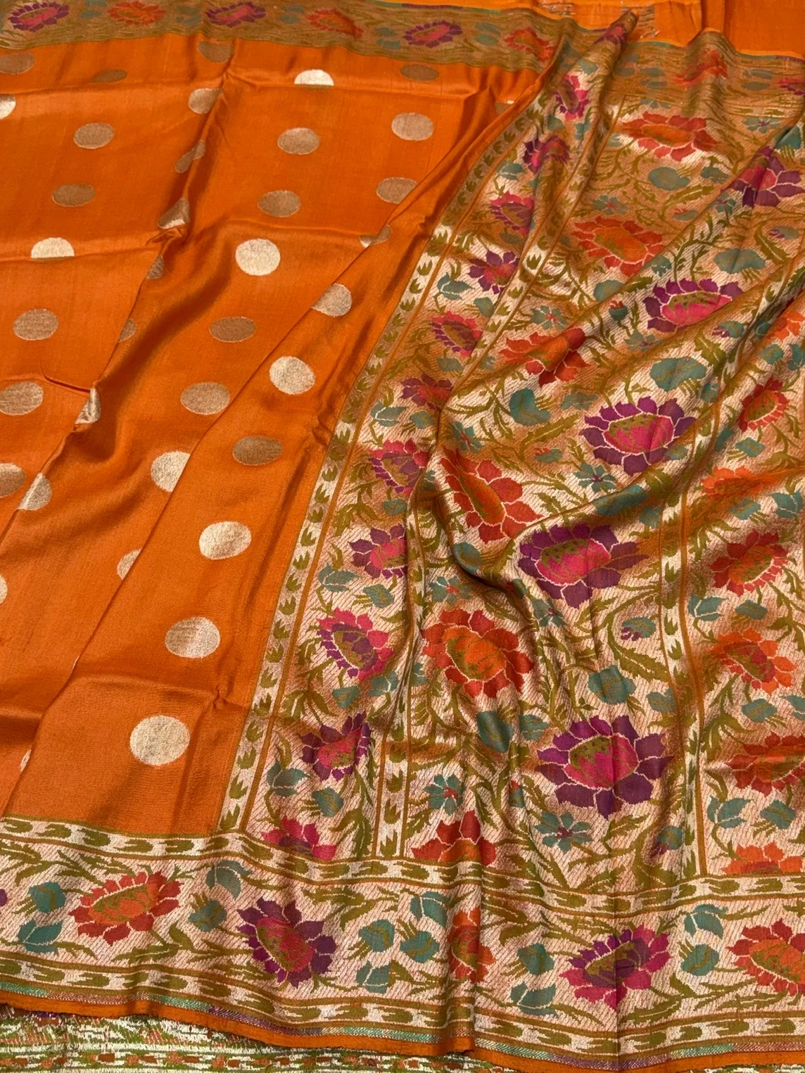 Orange Paithni Border Pure Tussar Georgette Saree - Image 3