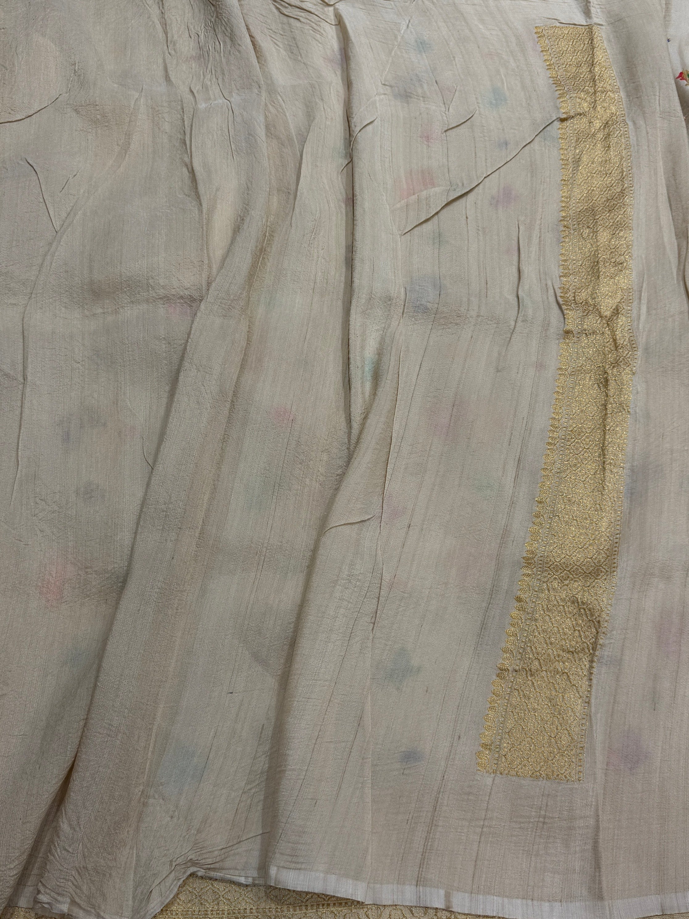 Natural Handwoven Pure Tussar Georgette Saree - Image 2